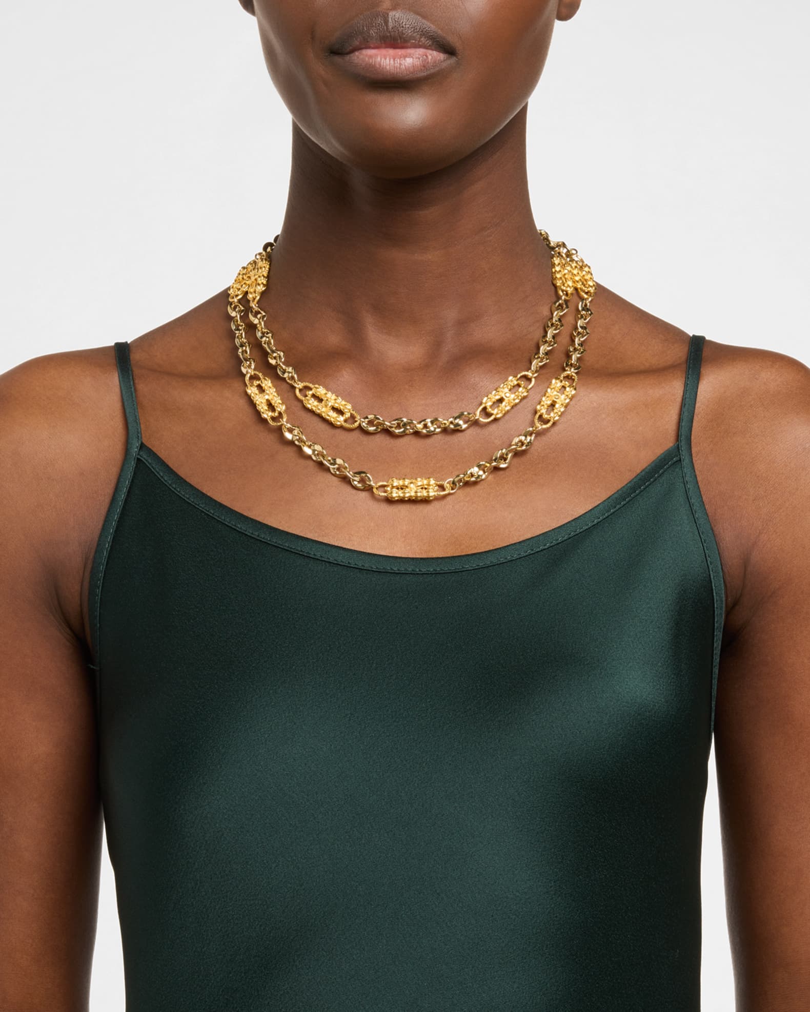 Double Strand Link Accent Chain Necklace 1