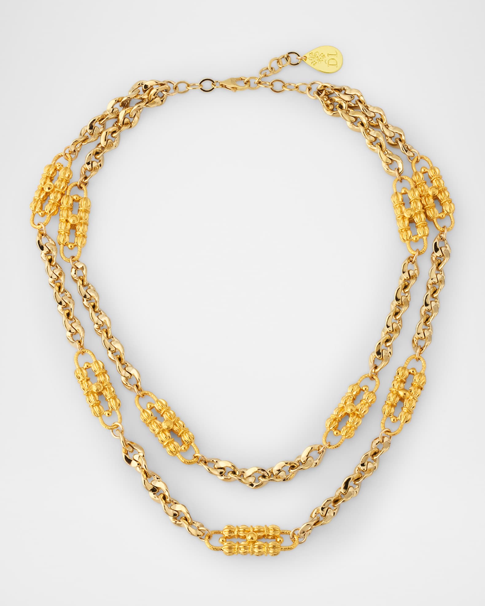 Double Strand Link Accent Chain Necklace 0