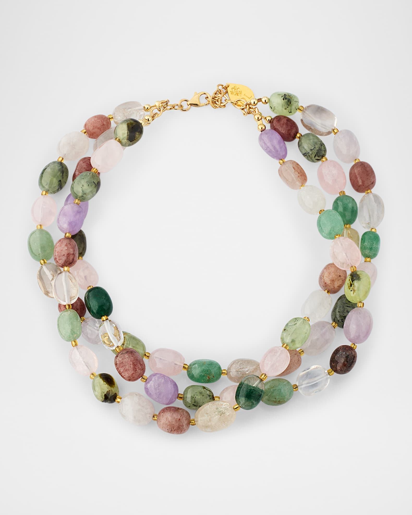 Multistone Multistrand Collar Necklace 0