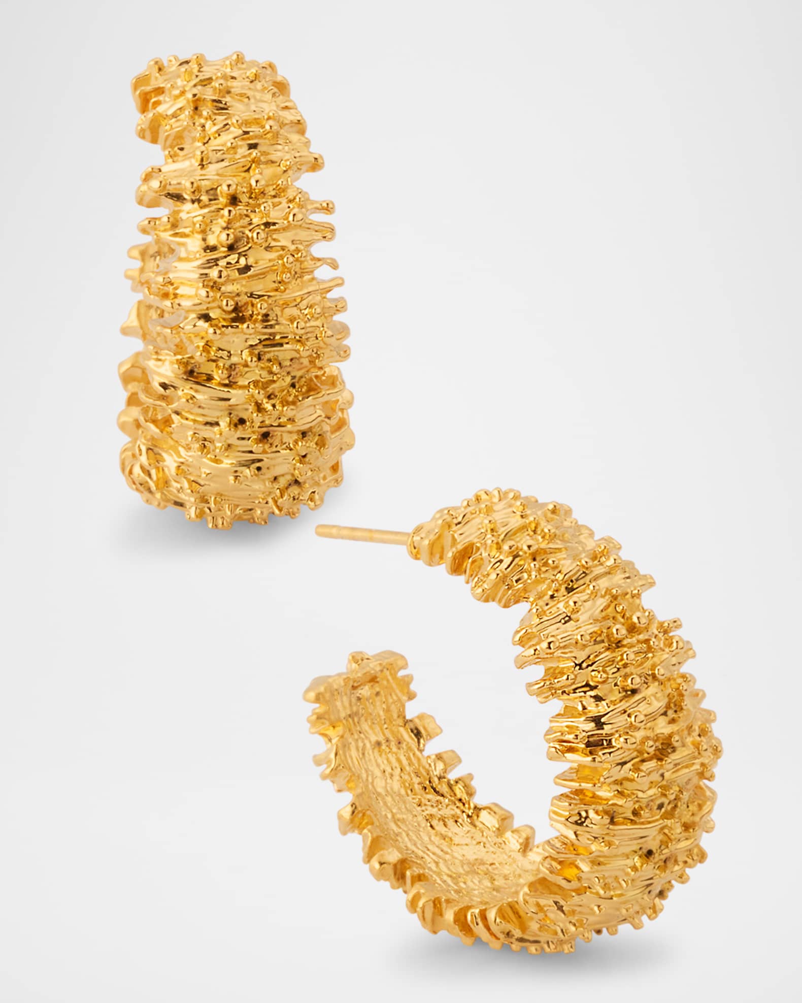 Thick Textured Hoop Earrings 0