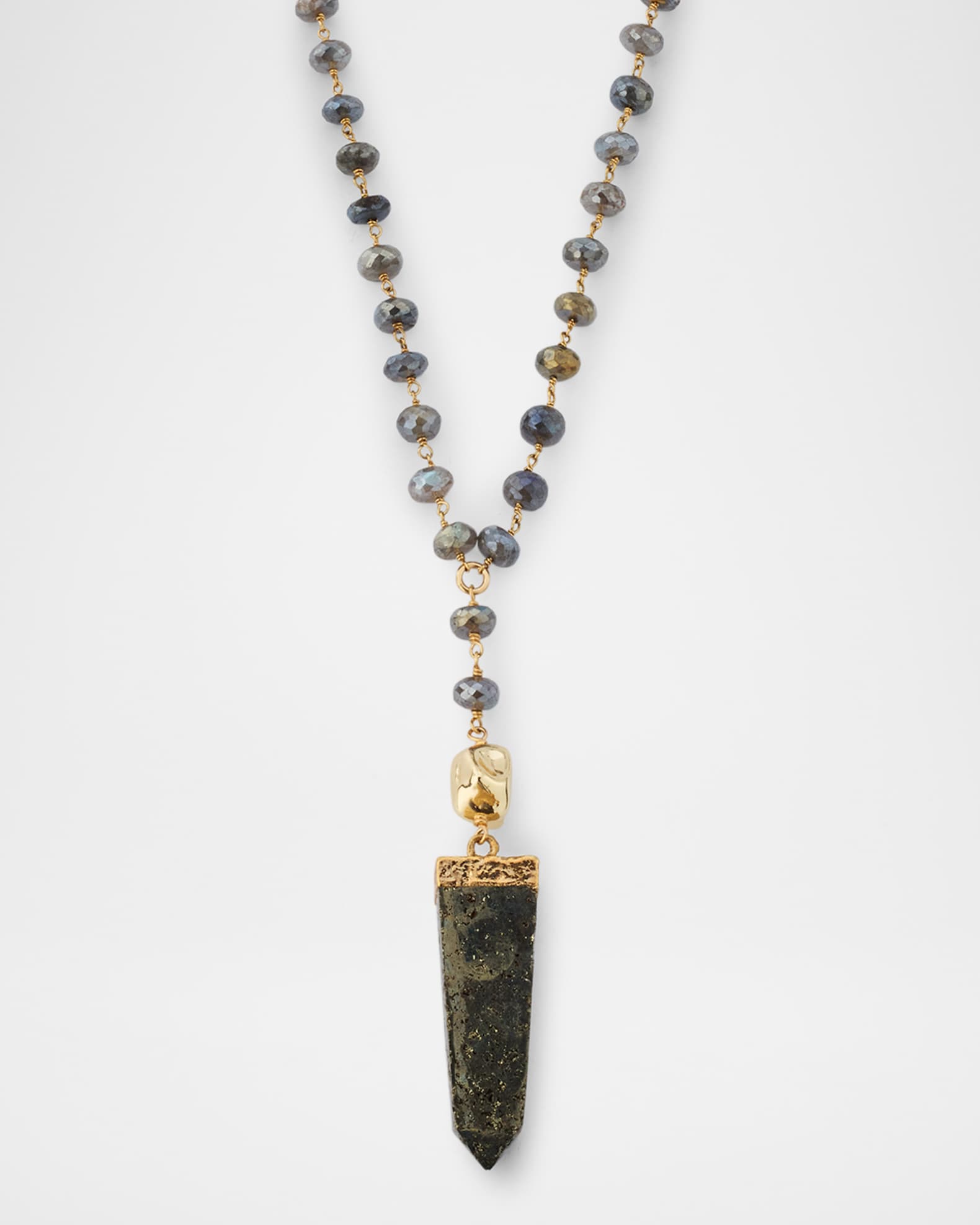 Labradorite Station and Pyrite Pendant Necklace 0