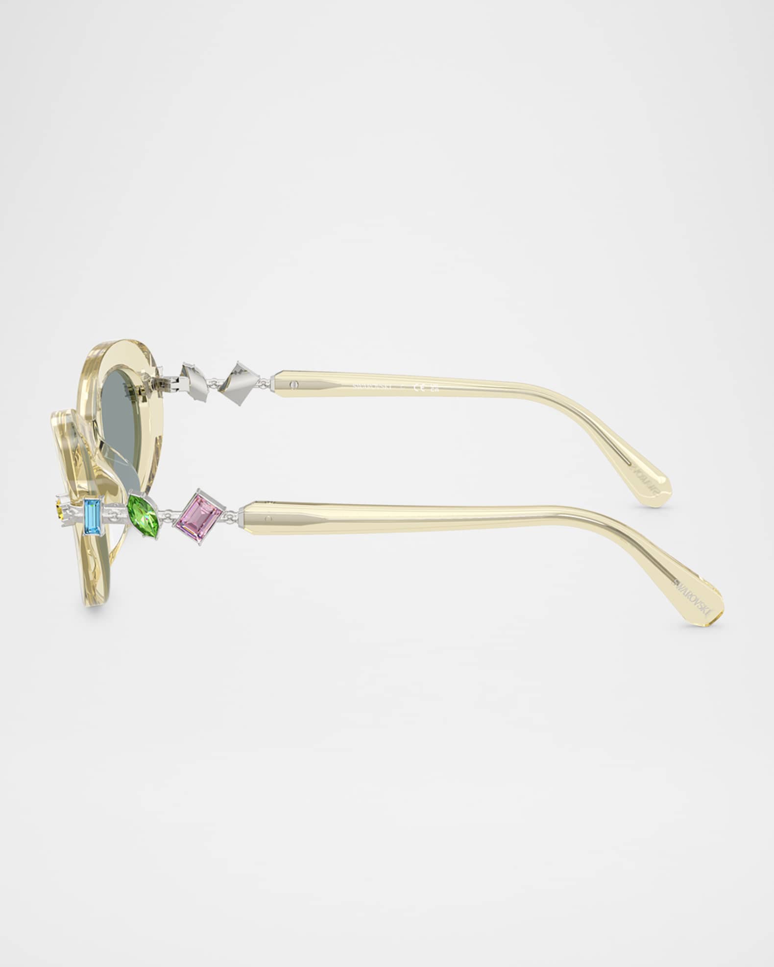 SK6042 Crystal-Embellished Acetate Oval Sunglasses 1