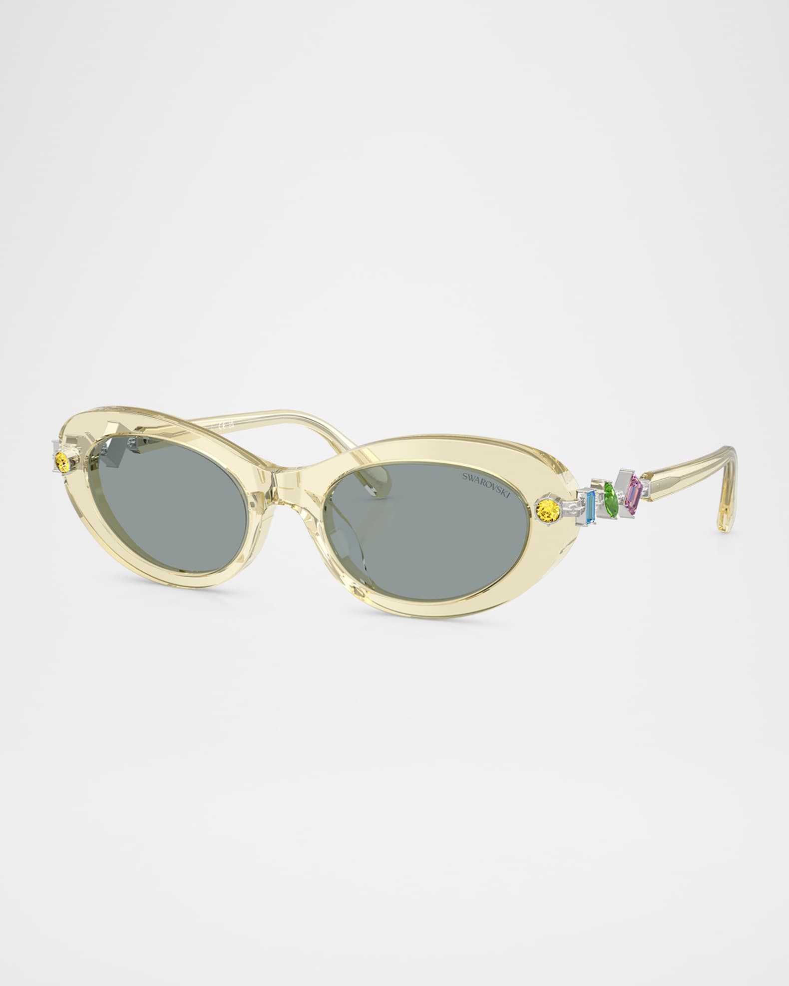 SWAROVSKI SK6042 Crystal-Embellished Acetate Oval Sunglasses