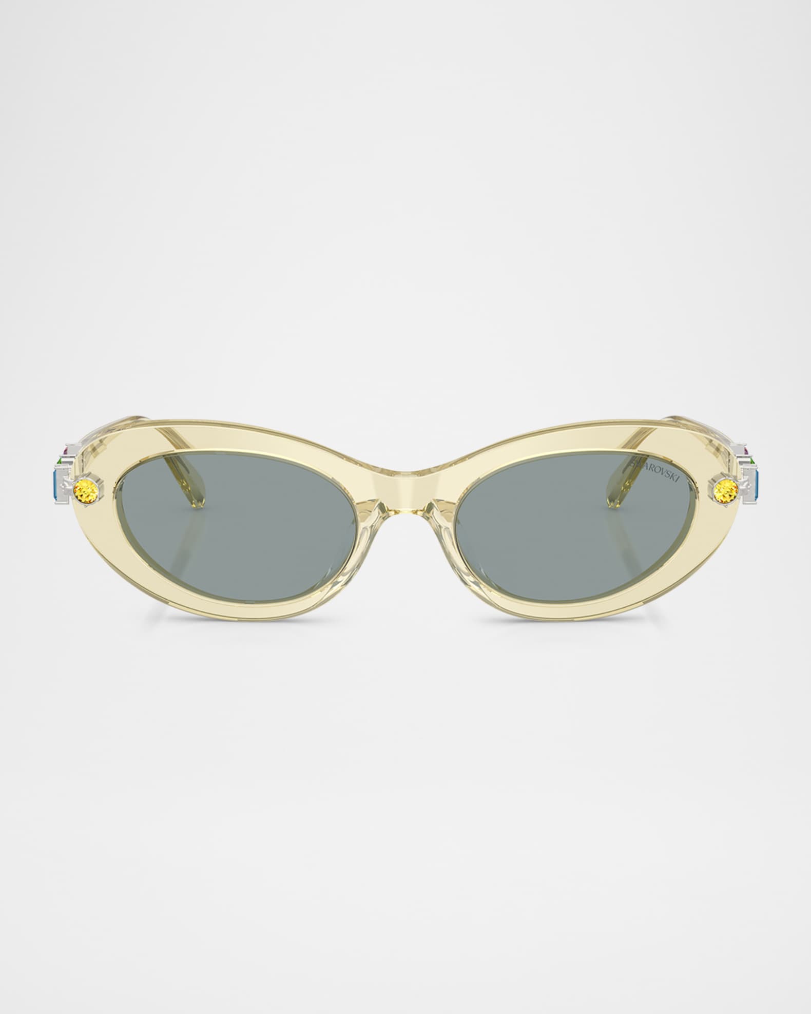 SK6042 Crystal-Embellished Acetate Oval Sunglasses 0