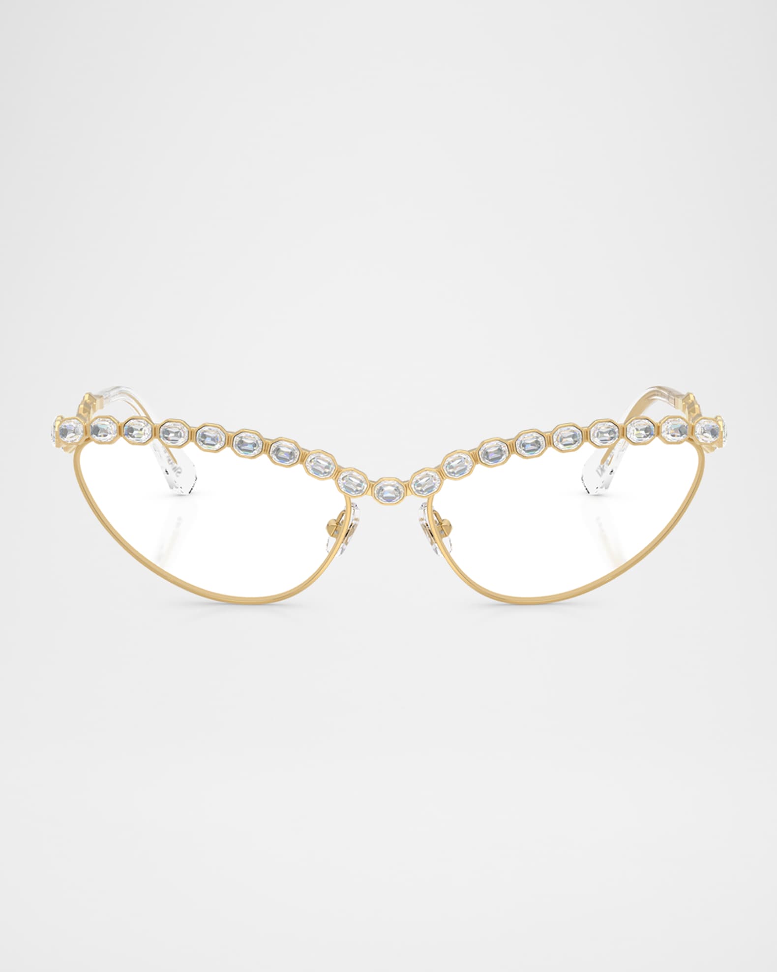 SK1030 Crystal Cat-Eye Metal Optical Frames 0