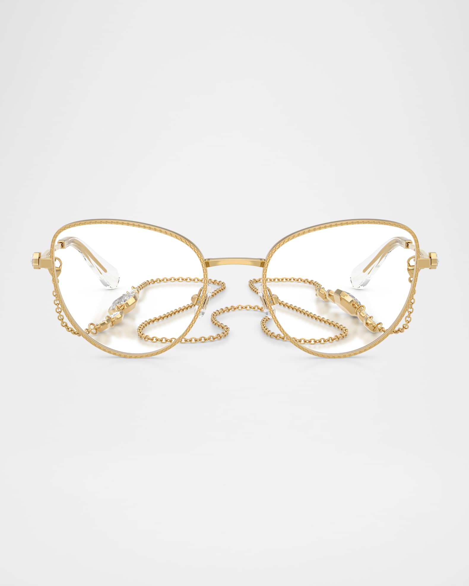 SK1022 Crystal Metal Cat-Eye Optical Frames 0