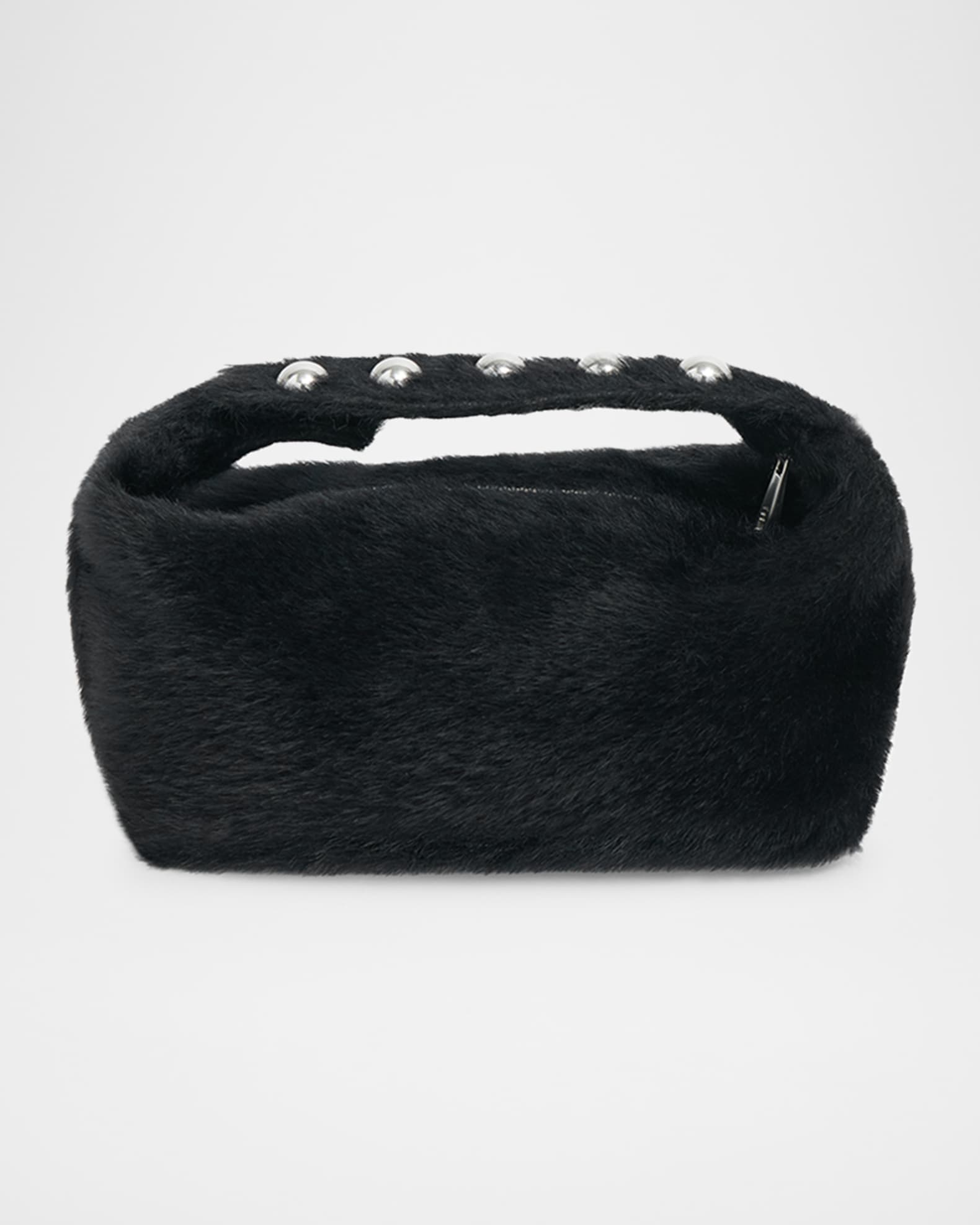 Marfa Studded Faux Hair Pochette Top-Handle Bag 0
