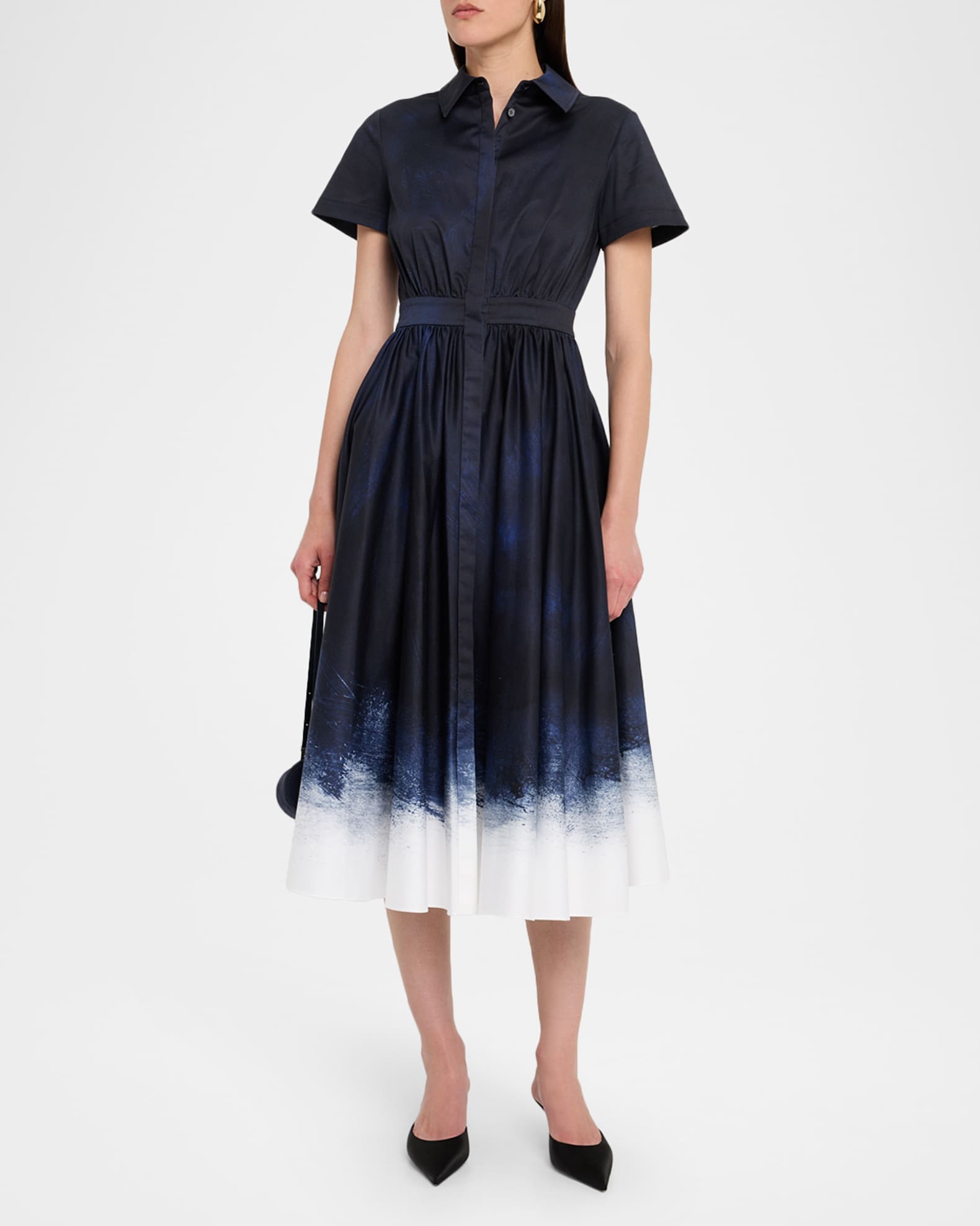 Short-Sleeve Printed Cotton Shirtdress 1
