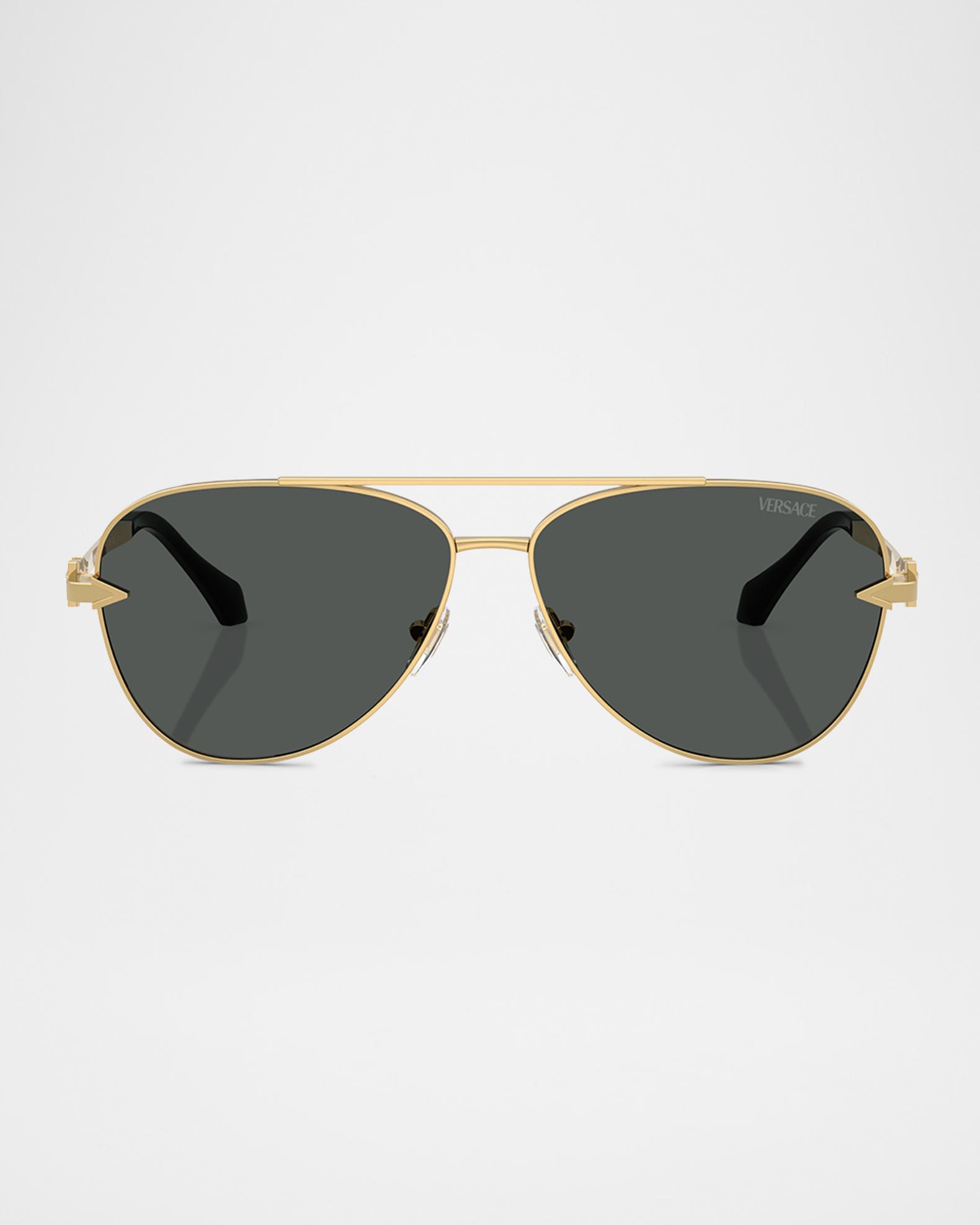 VERSACE Olive Green Studded Aviator Sunglasses Versace Men main image 4