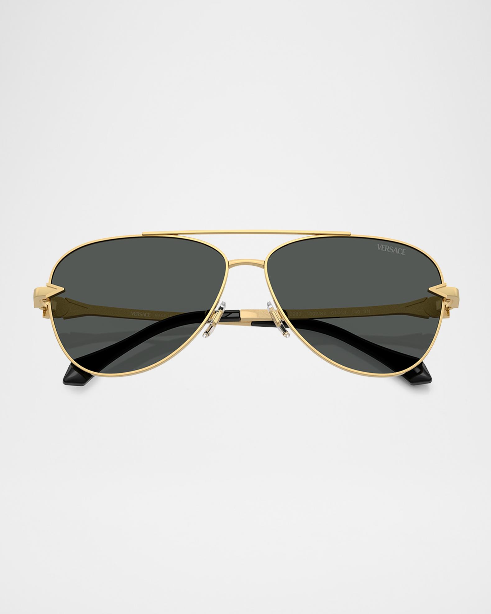 NIB Versace Round aviator sunglasses. Versace VE2232 XXL (61 - 18) with Grey lenses and Black  main image 2