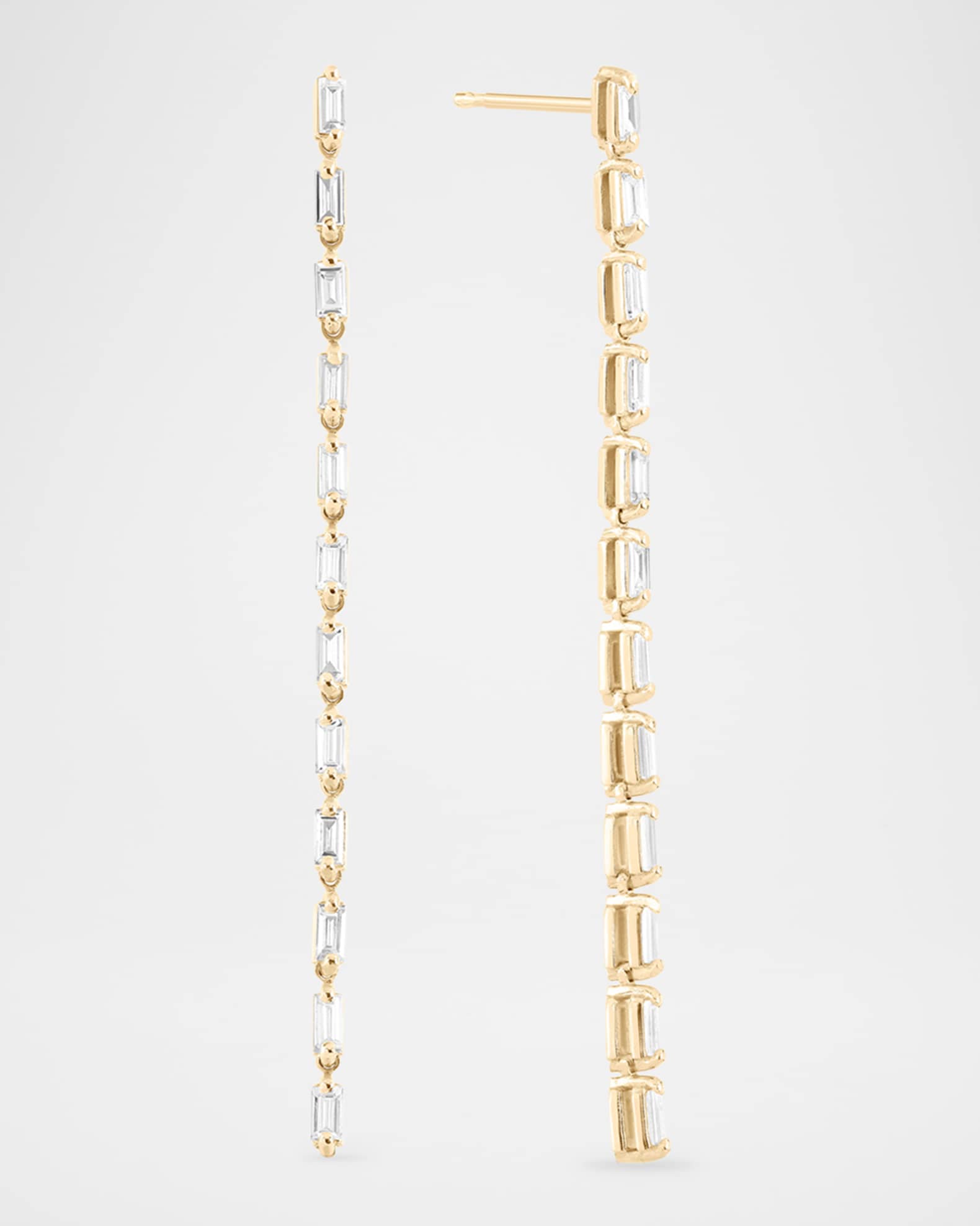 Baguette Diamond Linear Tennis Earrings 0