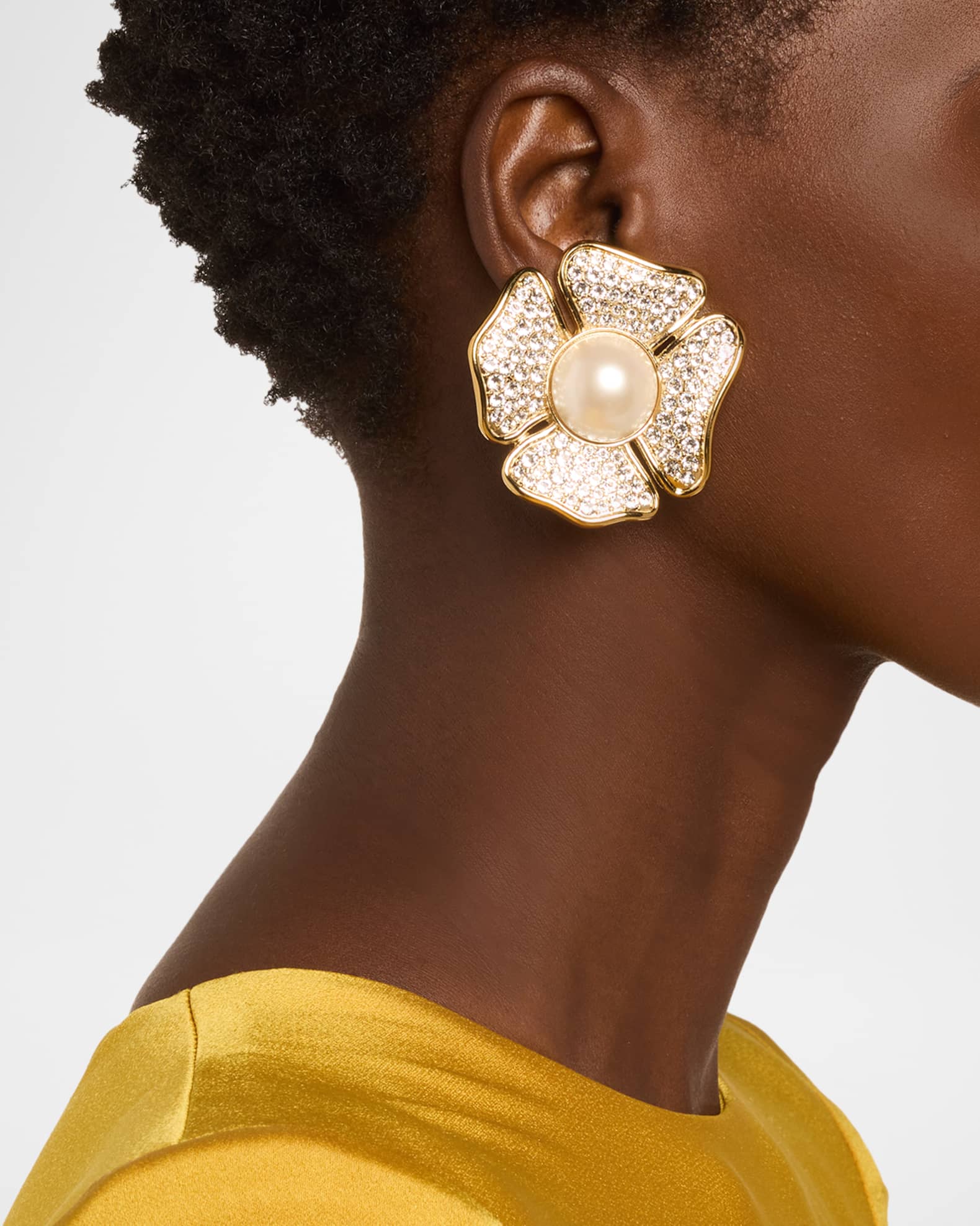 Valentino Garavani San Fin Metal Earrings with Swarovski® Crystals