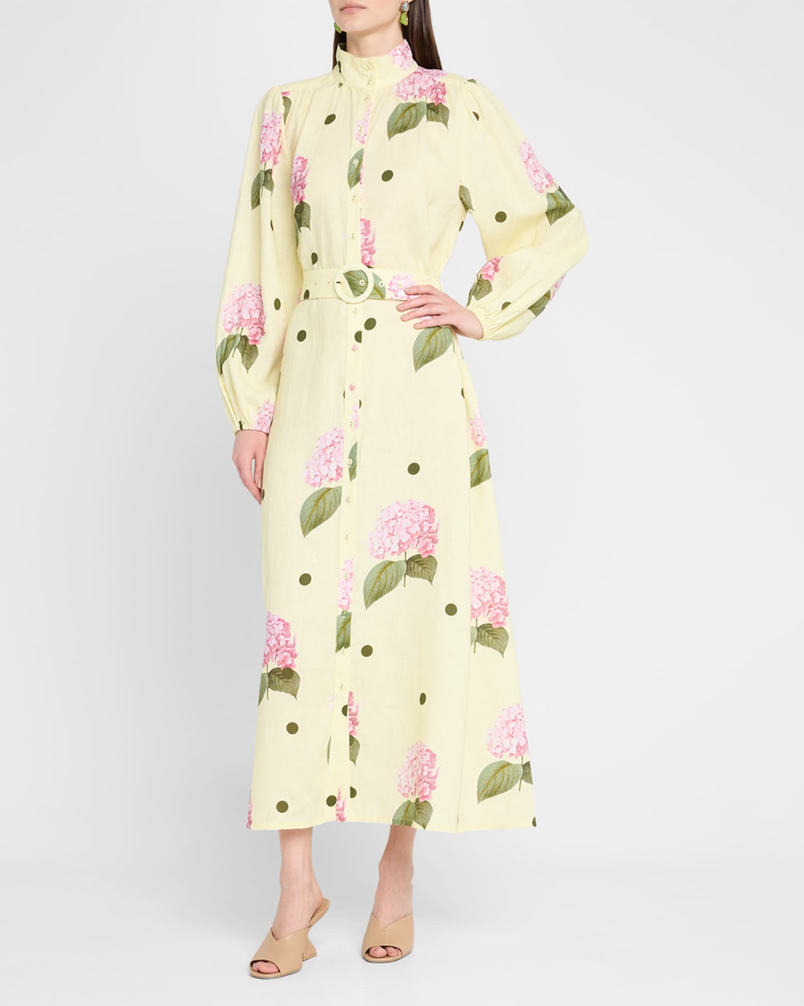 Noddy Belted Floral-Print Linen Midi Shirtdress 1