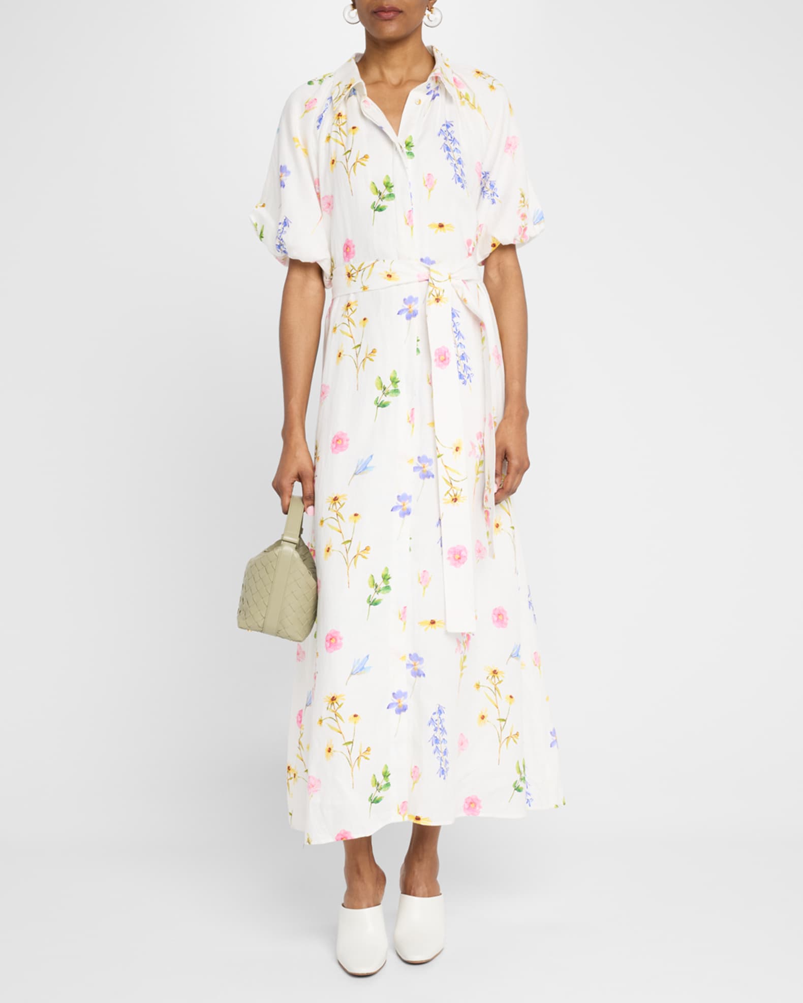 Maria Floral-Print Linen Maxi Shirtdress 1