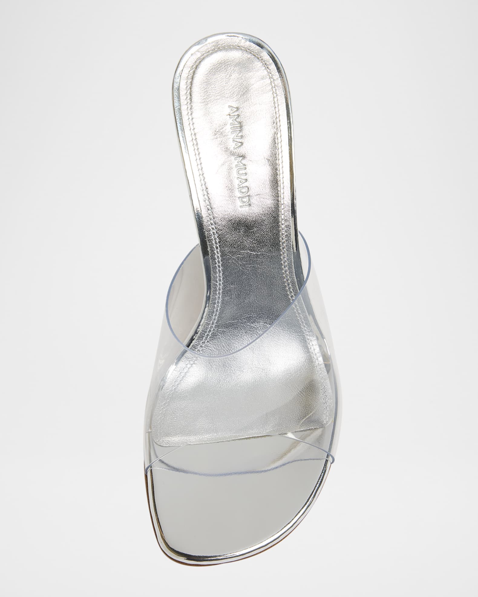 Amina Muaddi Taylor Glass Slipper Mule Sandals | Neiman Marcus