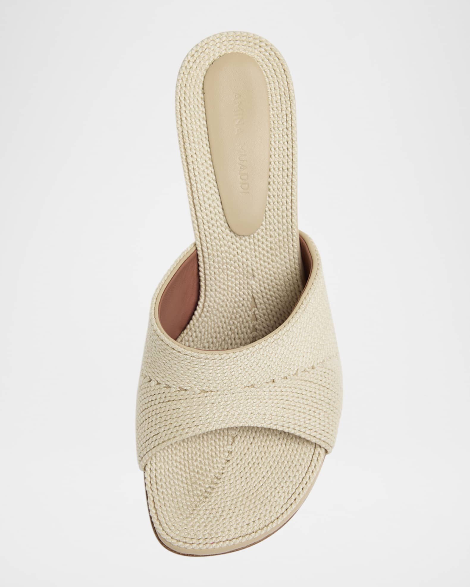 サンダル・ミュール AMINA MUADDI Sand fabric Taylor mules Taylor Slipper 90 Sand Crackle Nappa