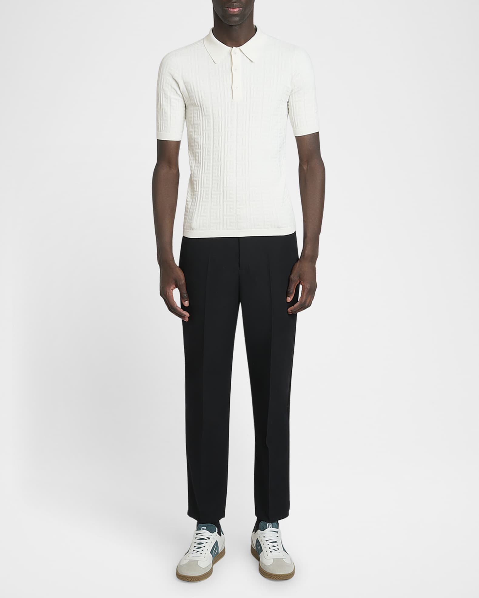 Men's Tonal Monogram Knit Polo Shirt 1