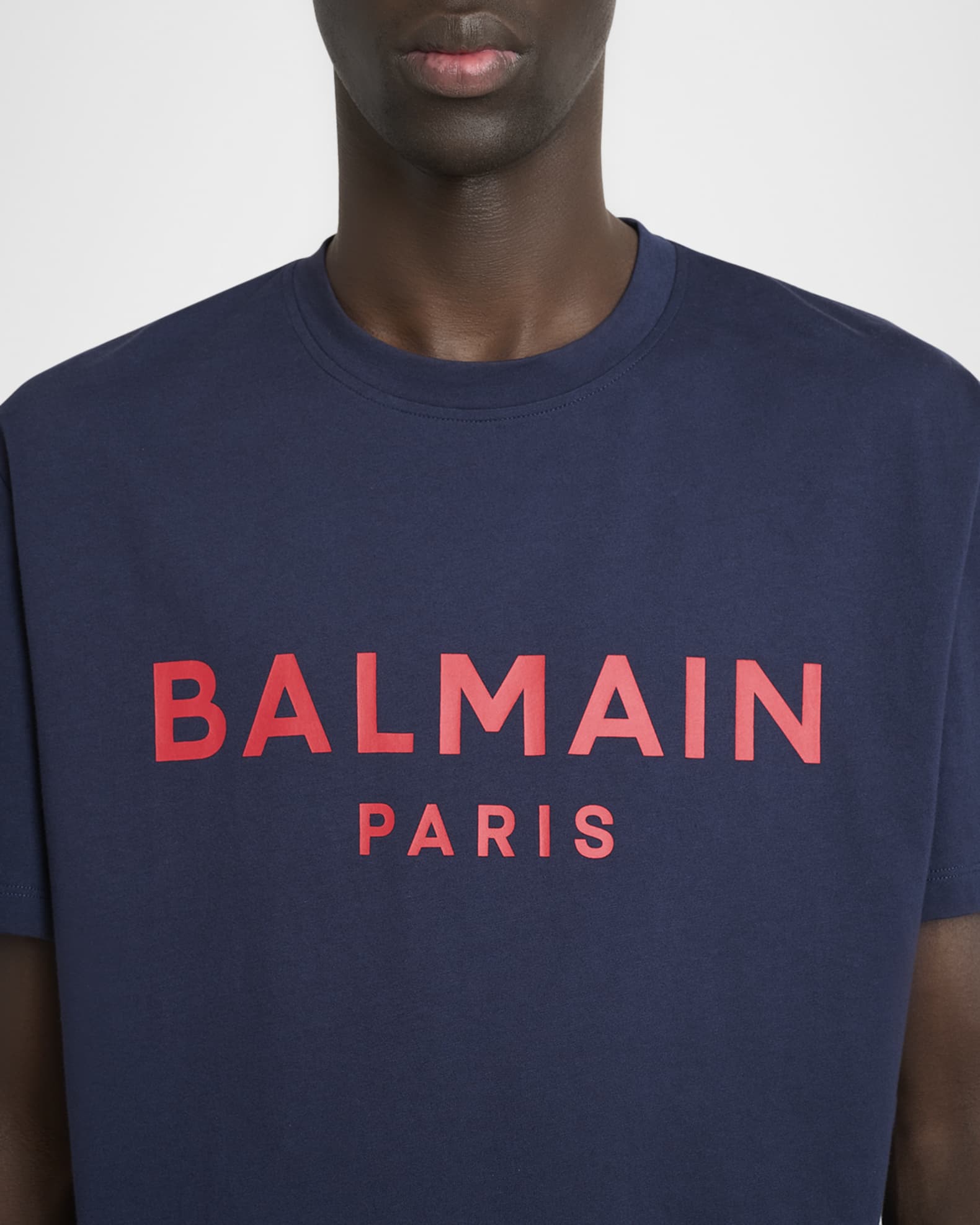 【関税＆送料込み】Balmain Blue Crewneck T-Shirt With Logo Balmain Universe & Stars Crewneck T-Shirt | Saks Fifth Avenue