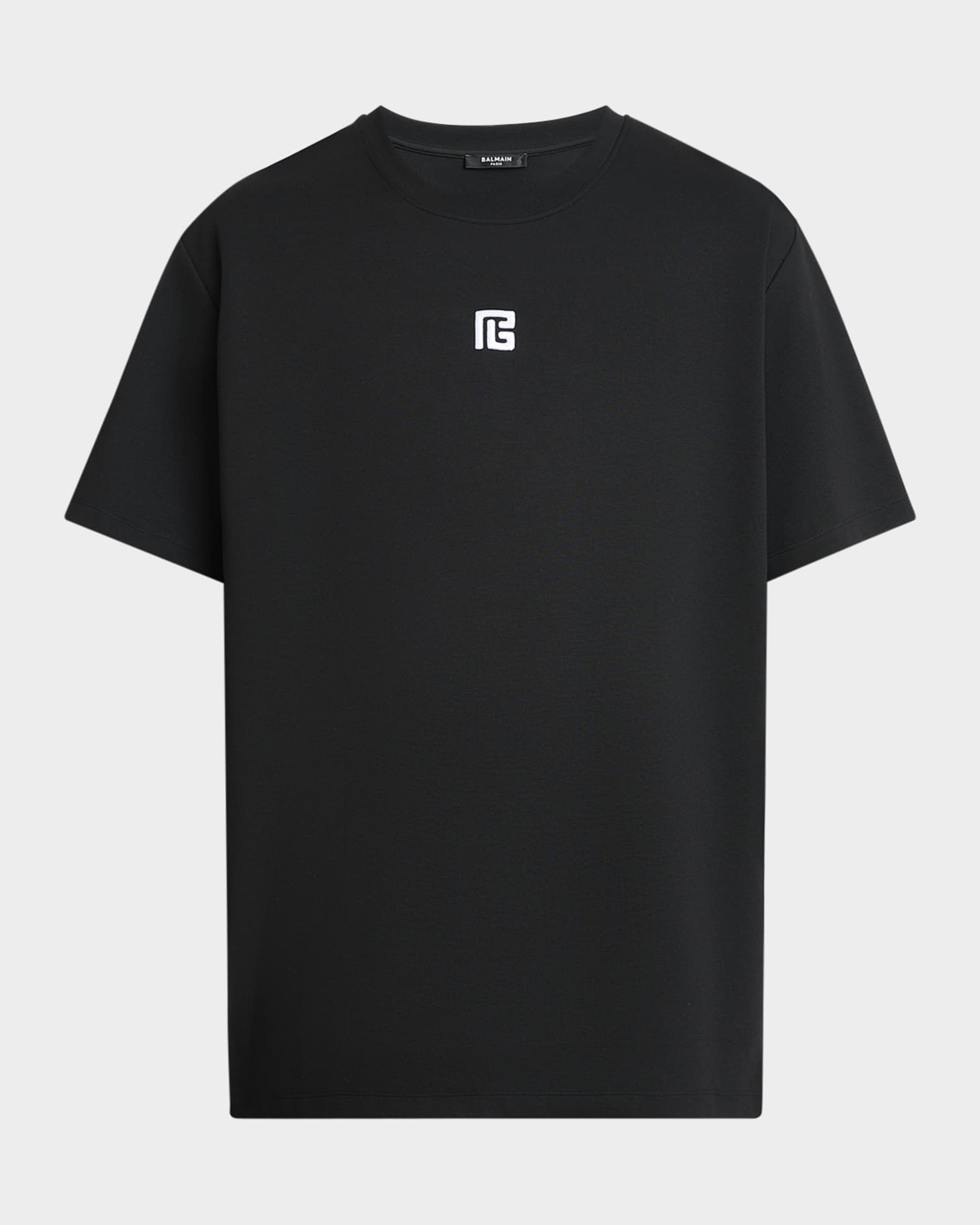 【関税＆送料込み】Balmain Black Crew Neck T-Shirt With Log Balmain Men's Logo Crew T-Shirt | Neiman Marcus