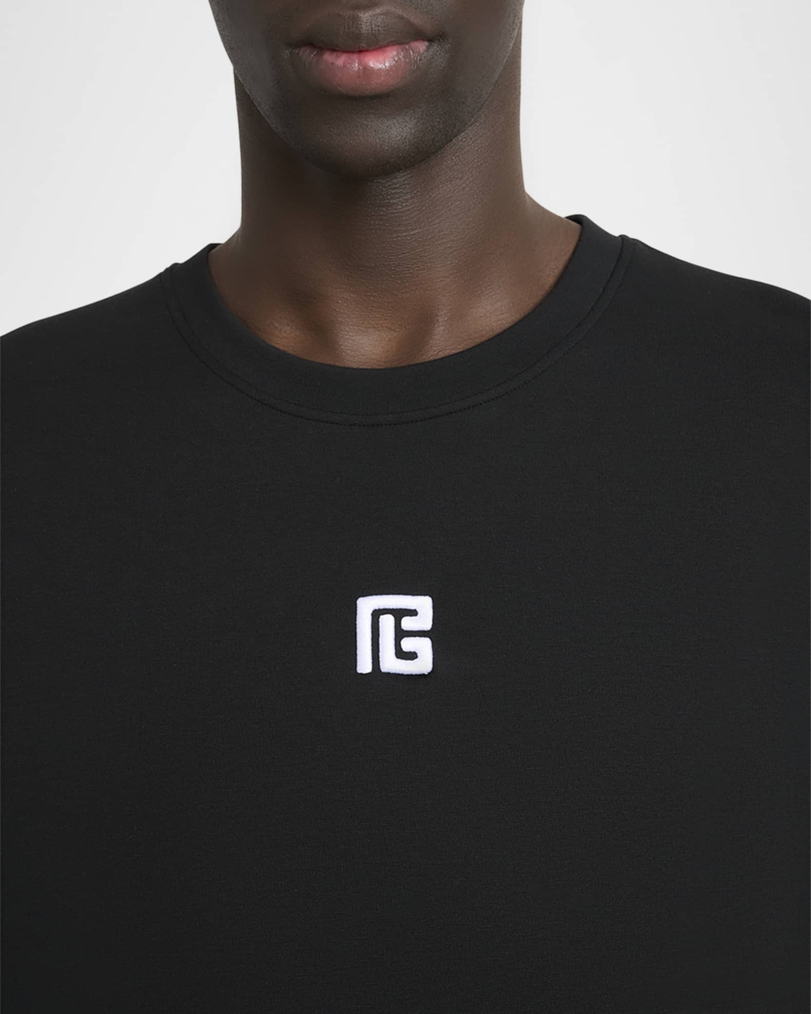 Balmain Men's PB Logo Crewneck T-Shirt | Neiman Marcus