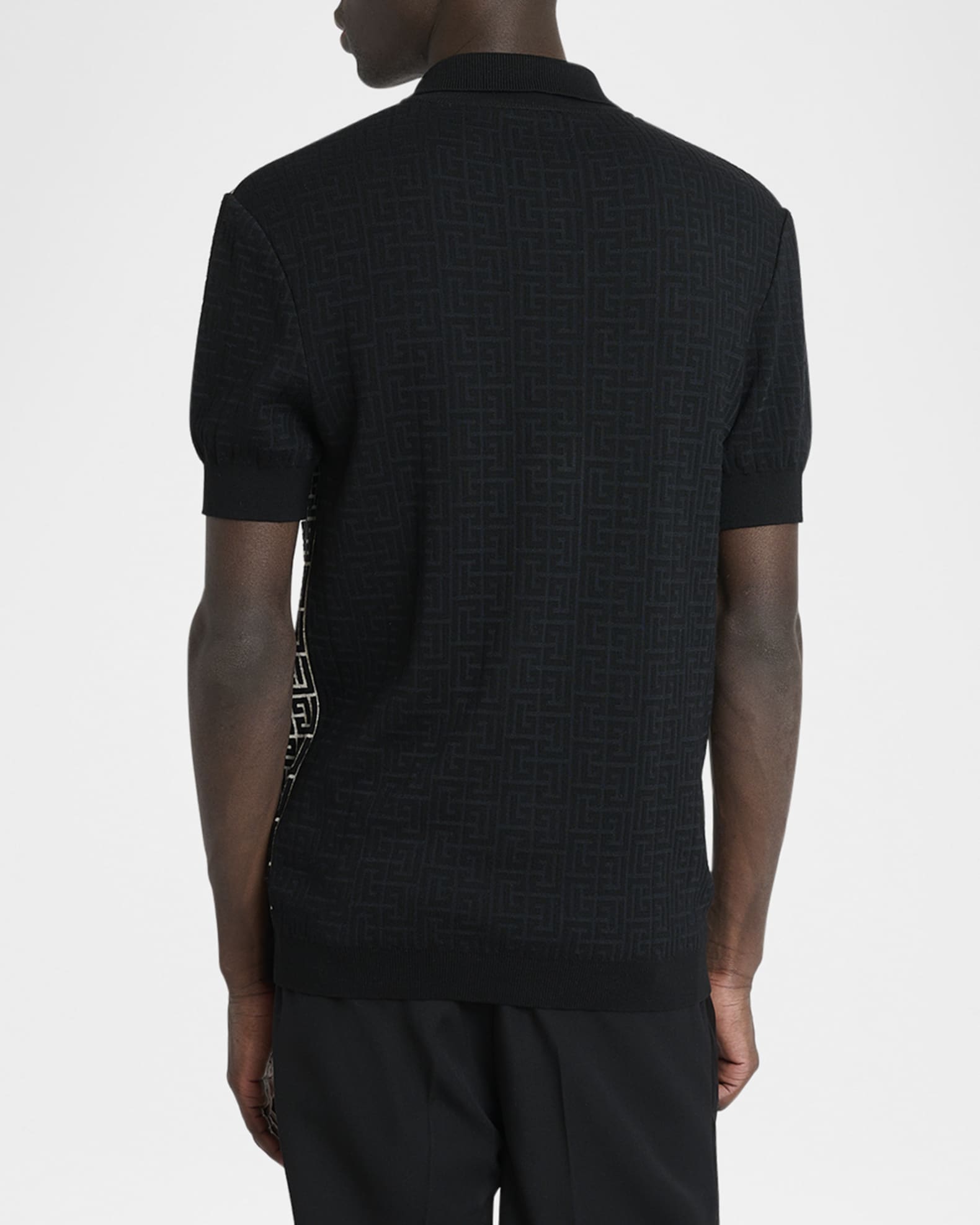 Balmain Men's Cotton Color Block Monogram Knit Polo Shirt | Neiman Marcus
