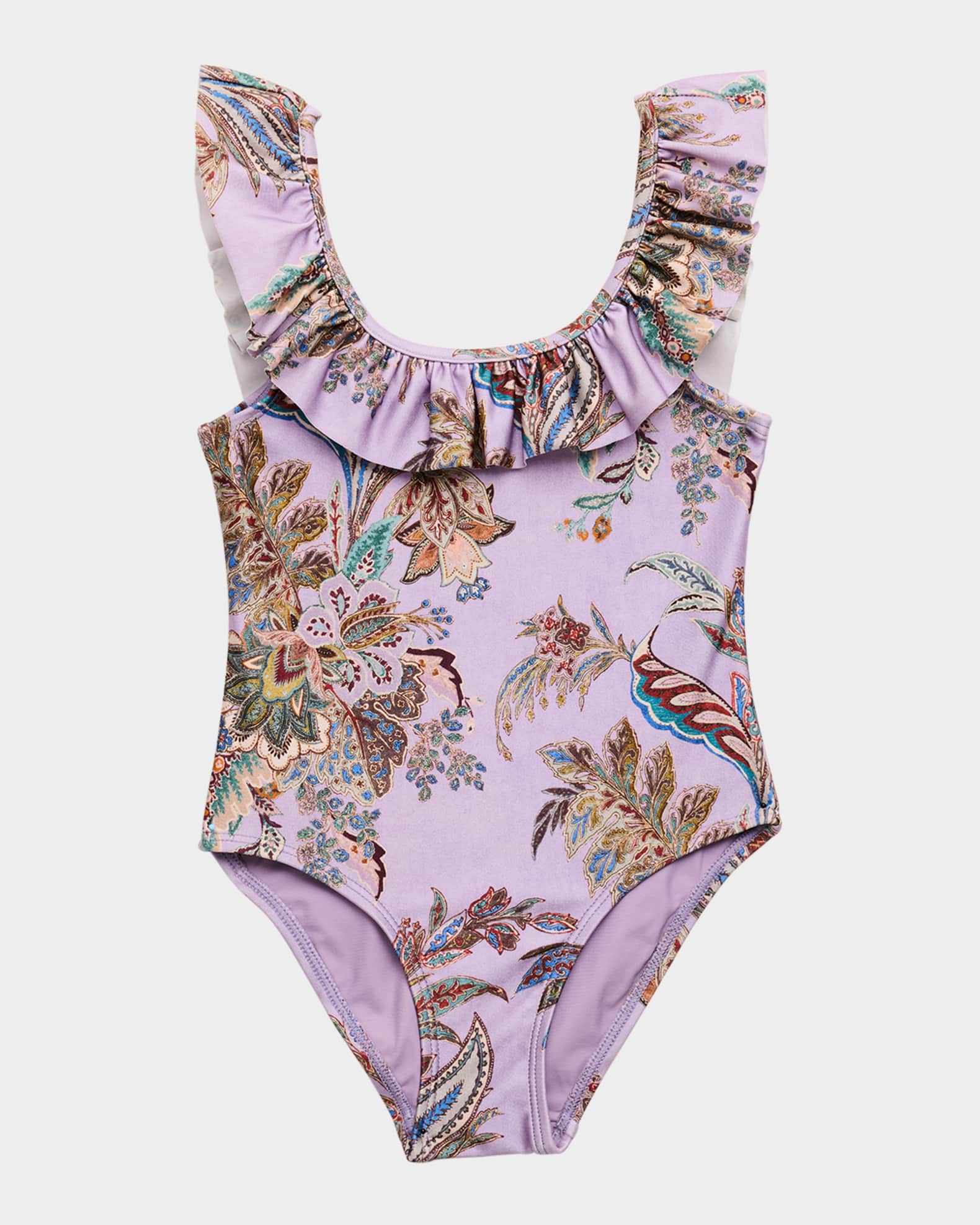 Girl's Rhiannon Paisley-Print Racerback Swimsuit, Size 4-12 0