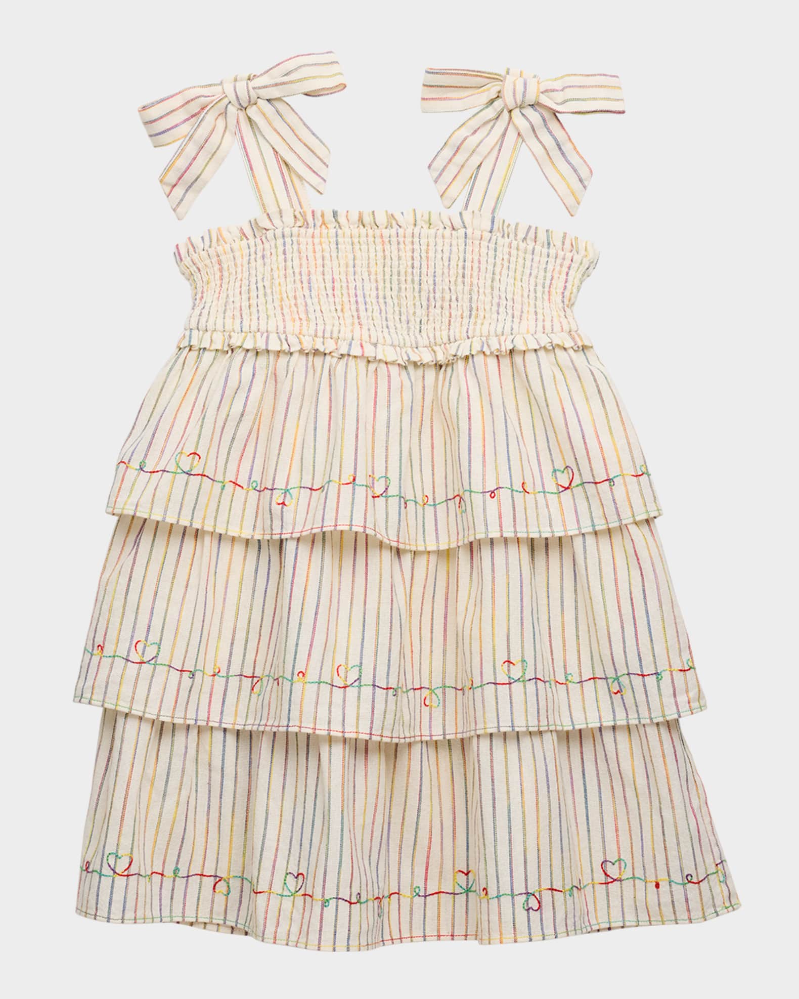 Girl's Rhiannon Rainbow Striped Denim Dress, Size 1-12 0