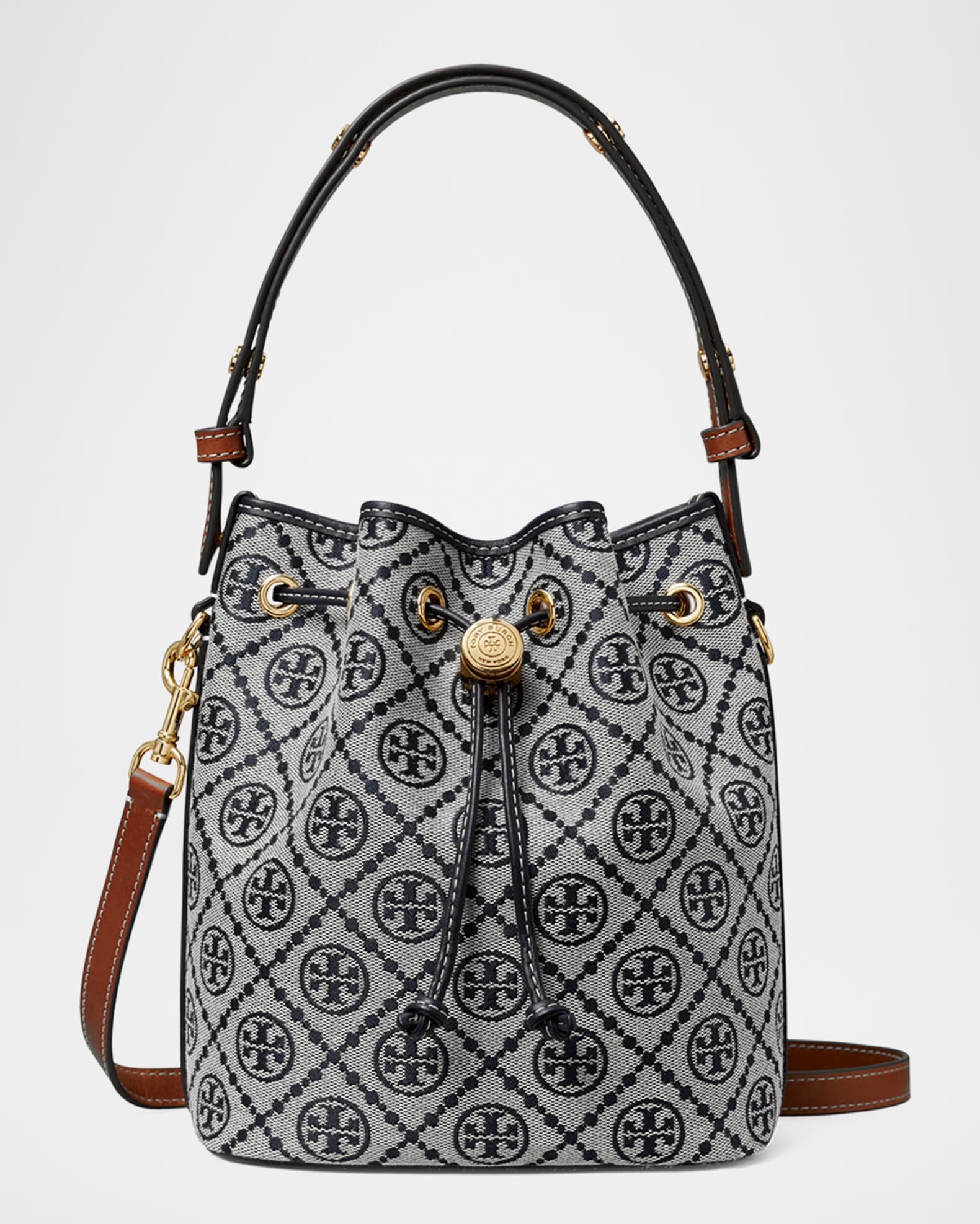 【関税込み】Tory Burch ショルダーバック Canvas Bucket Bag T Monogram Coated Canvas Mini Bucket Bag: Women's Designer