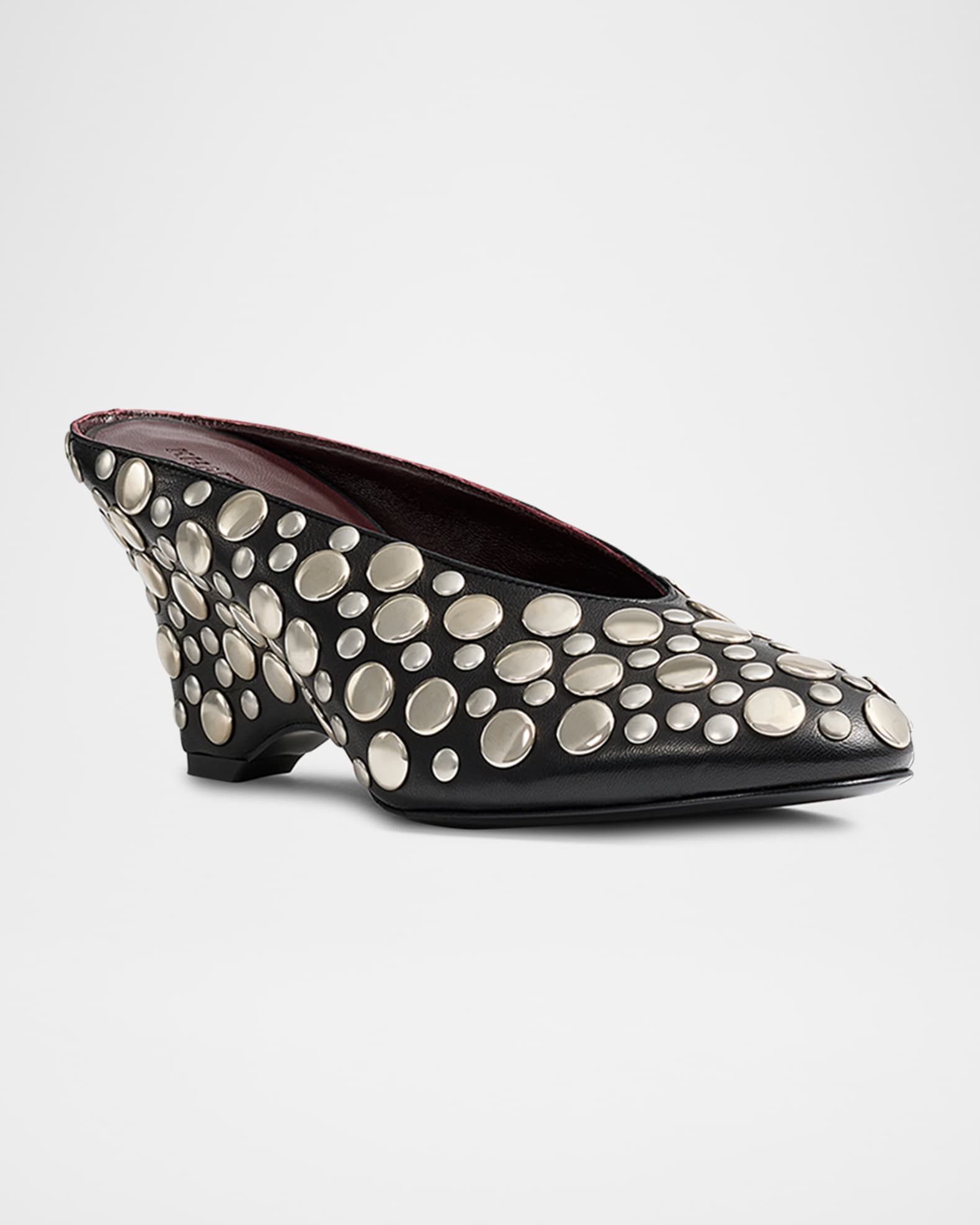 Cloak Stud Leather Mule Pumps 1