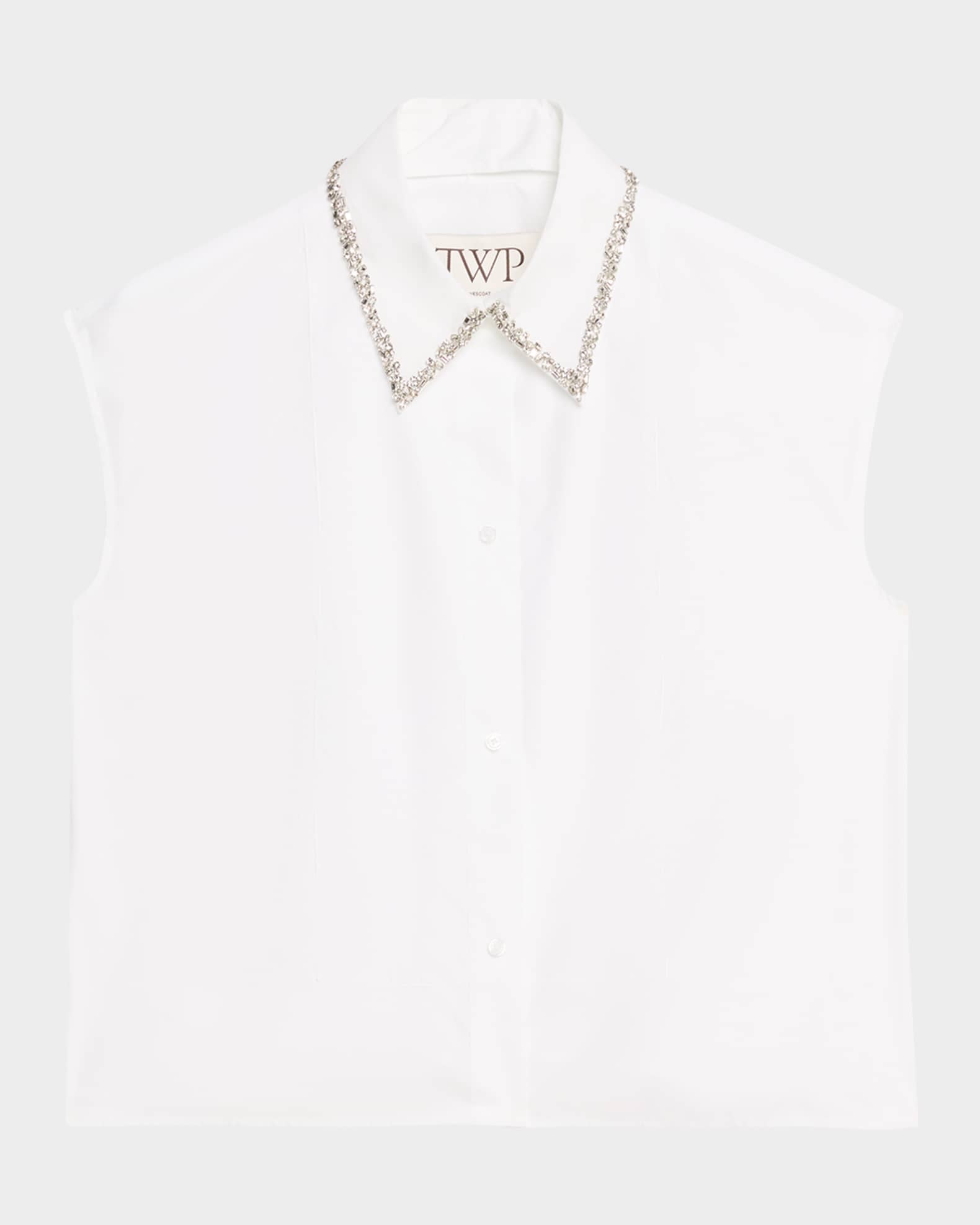 Cap-Sleeve Top with Beaded Collar 0