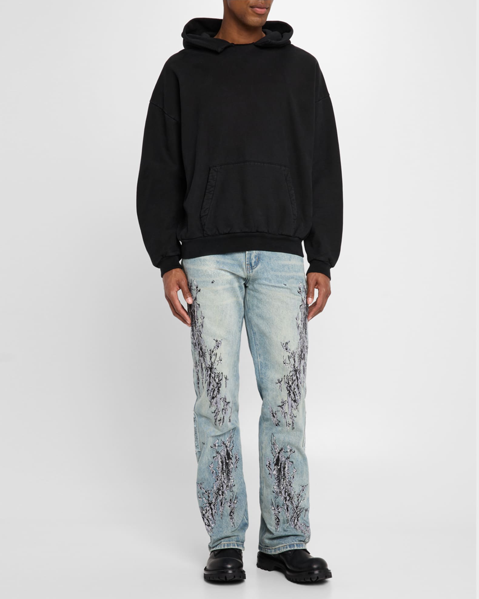 Men's Scratched Denim Jeans 1