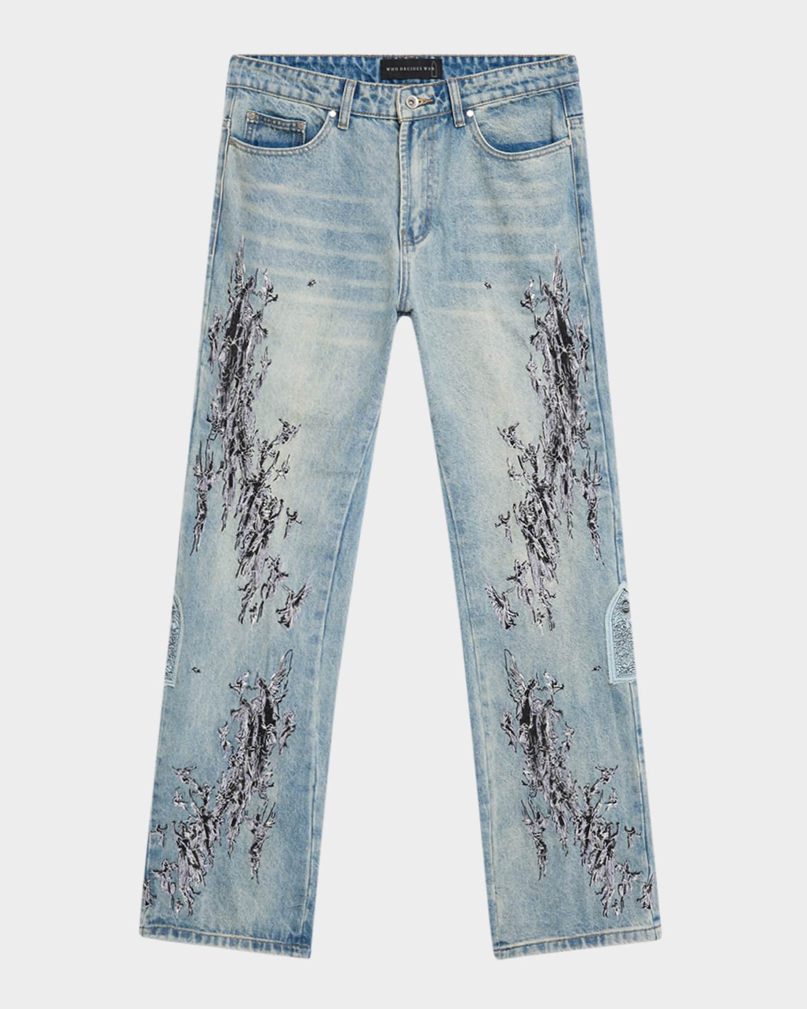 Men's Scratched Denim Jeans 0