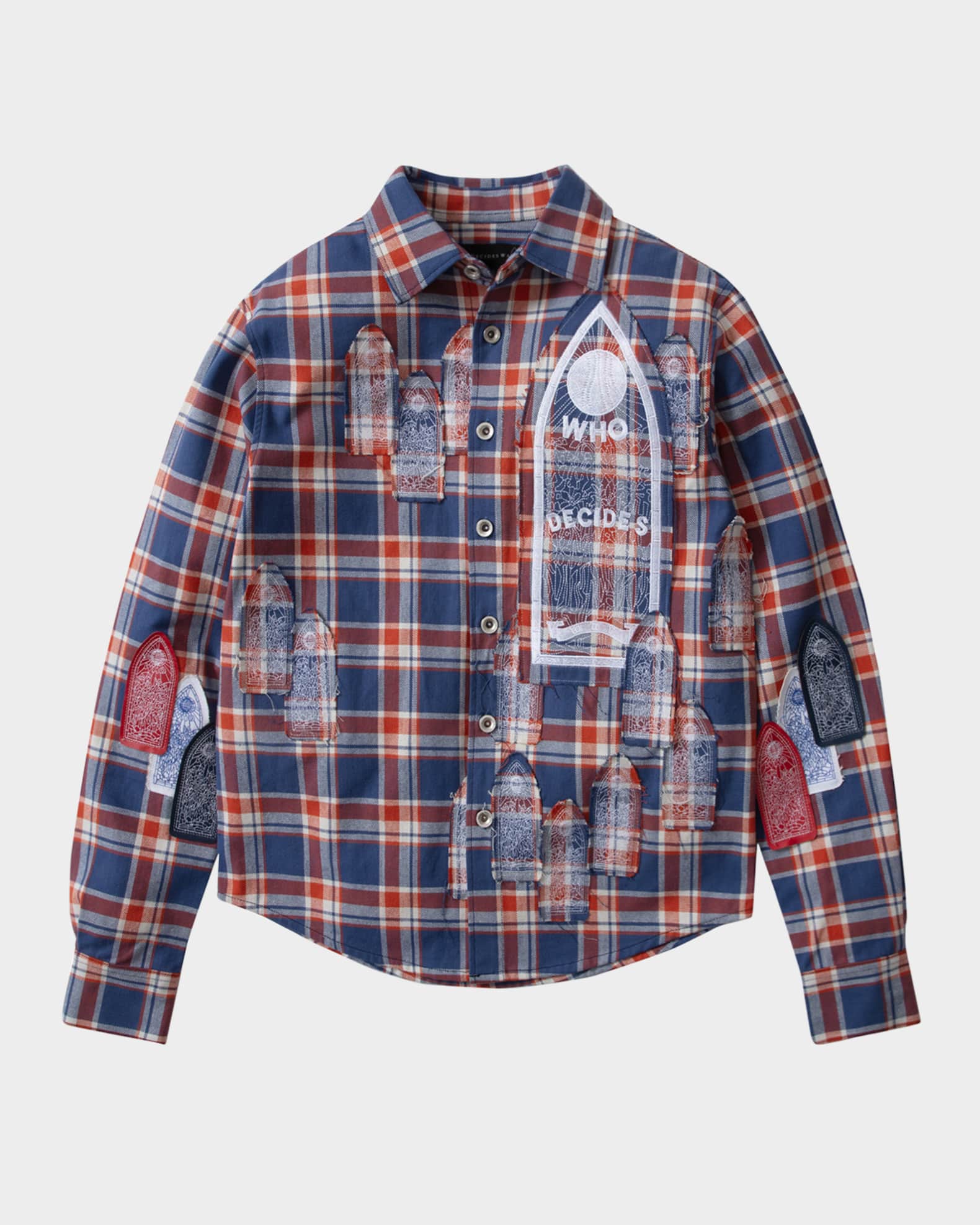Men's Glory Embroidered-Patch Flannel Shirt 0