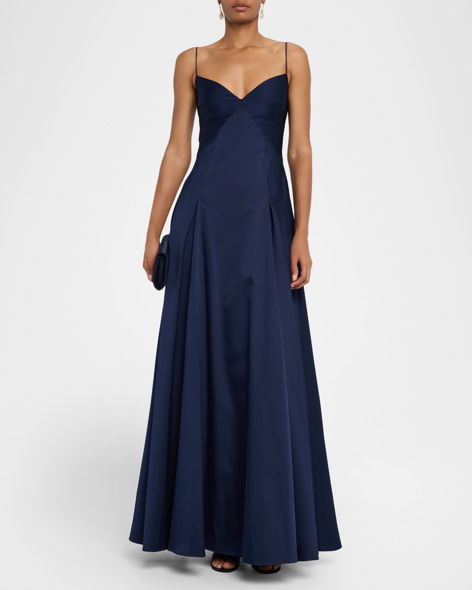 Empire-Waist Sleeveless Taffeta Godet Gown 1