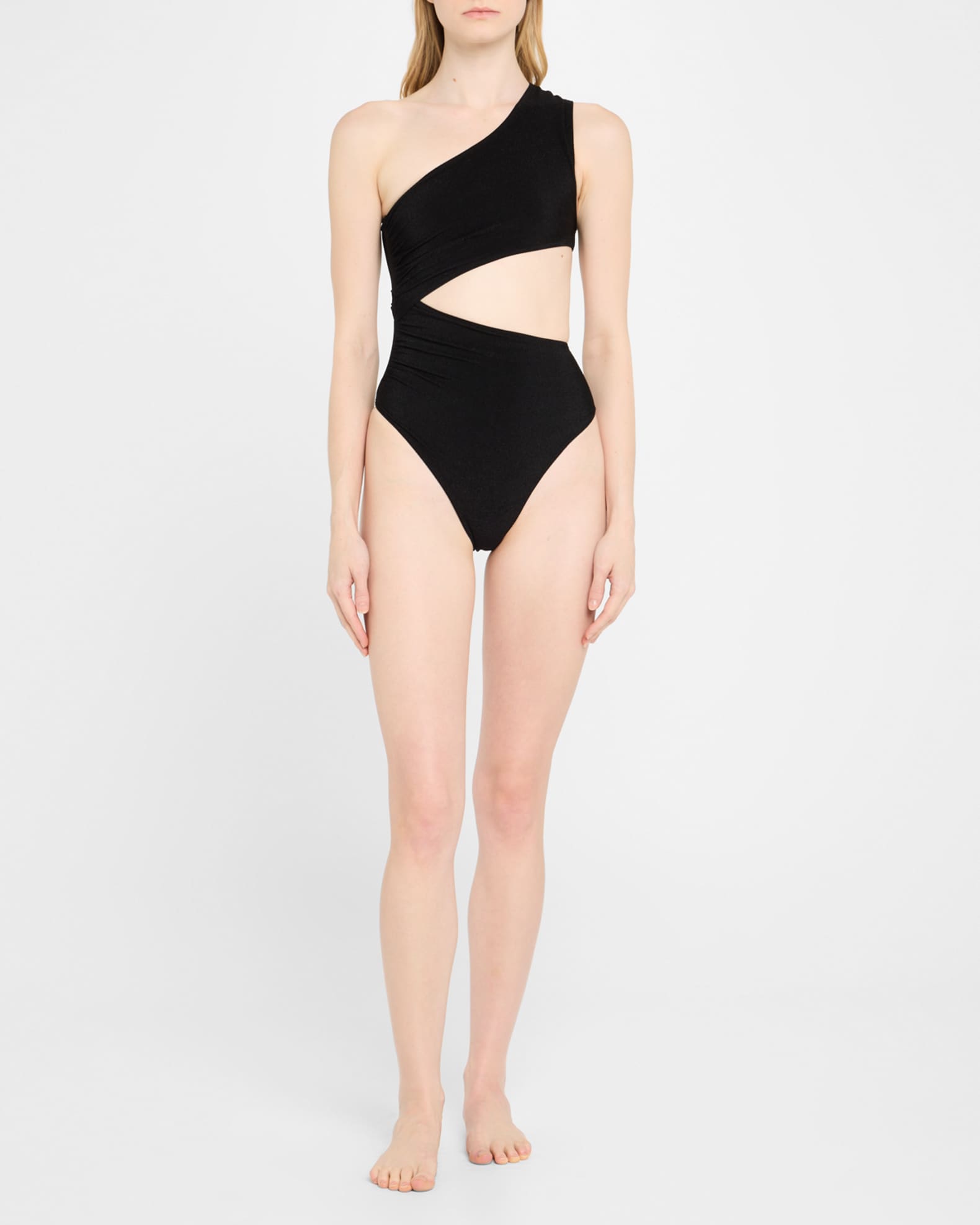 Balmain Crinkle Crepe Asymmetric One-Piece Swimsuit | Neiman Balmain Crinkle Crepe Asymmetric One-Piece Swimsuit | Neiman