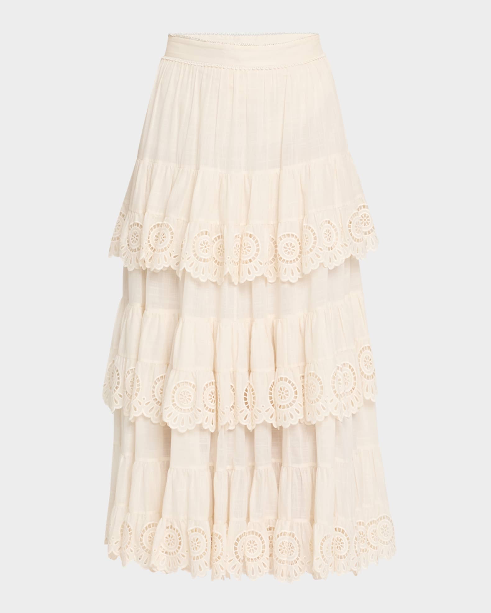 【Zimmermann】LUCKY EMBROIDERED MIDI SKIRT 刺繍 ミディ Zimmermann Lucky Embroidered Midi Skirt | Neiman Marcus