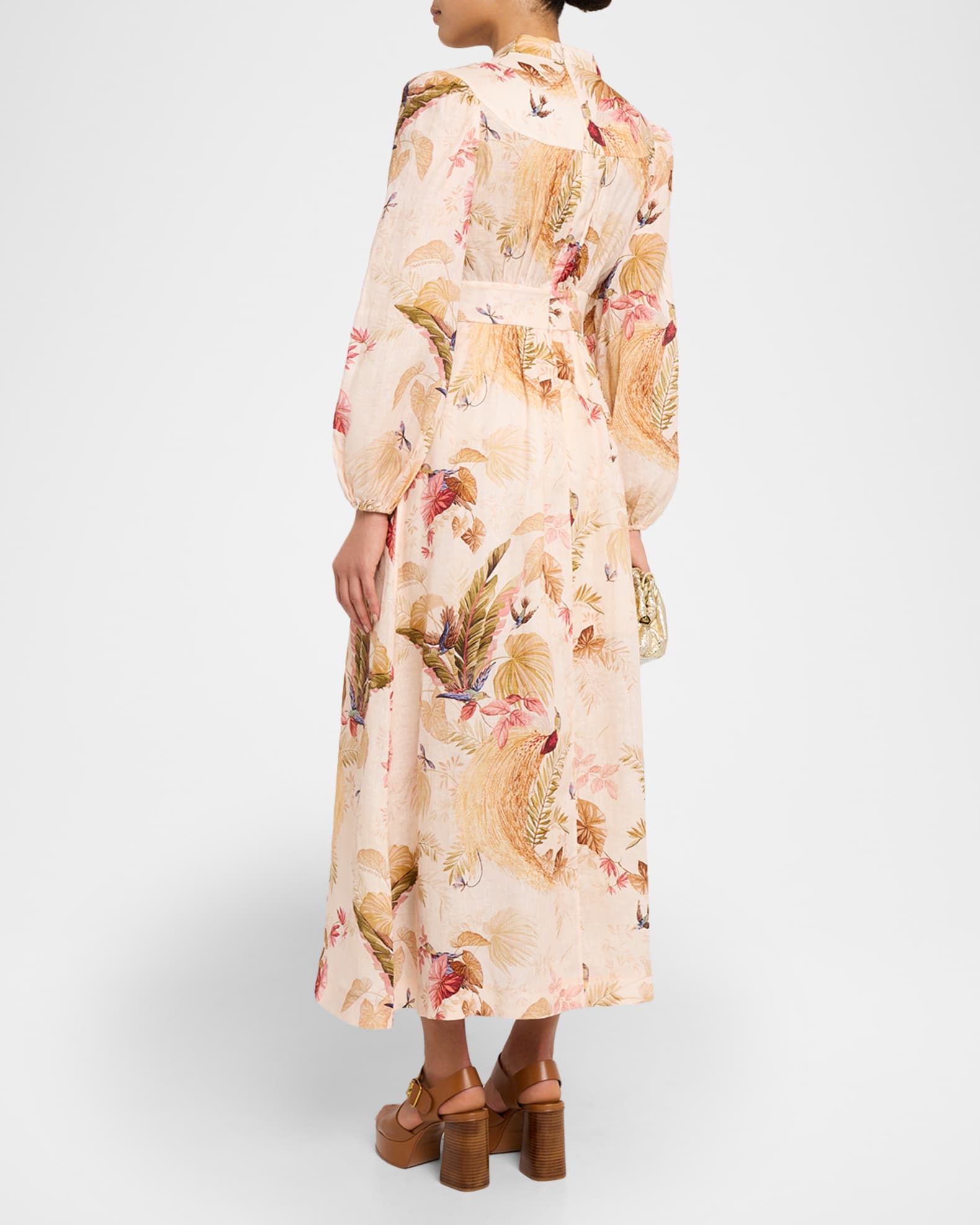 Ascension Plunge Linen Midi Dress - Zimmermann, 0