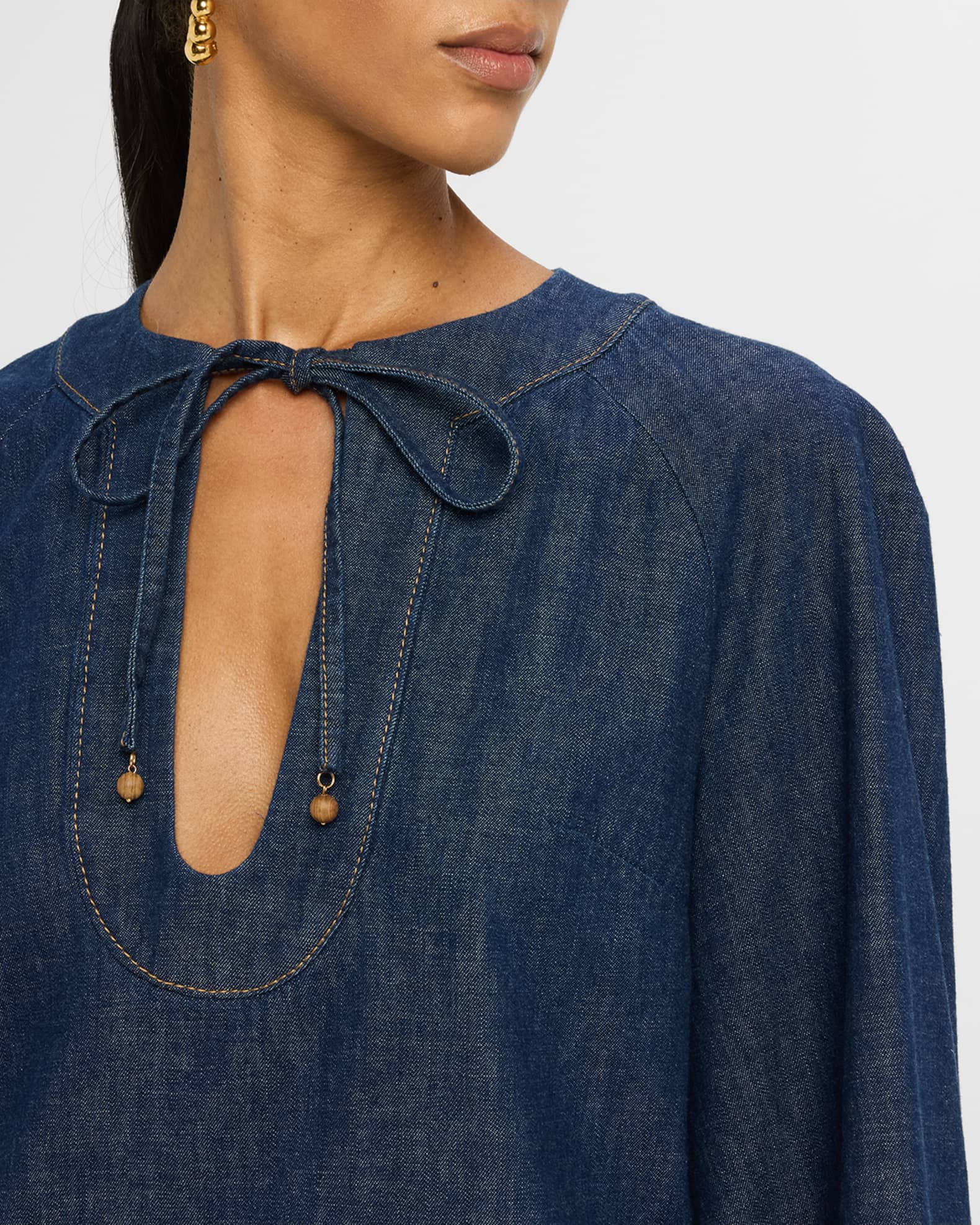 gauze cotton dress Belle Midi Dress Indigo Denim – Mabel Brempong main image 1