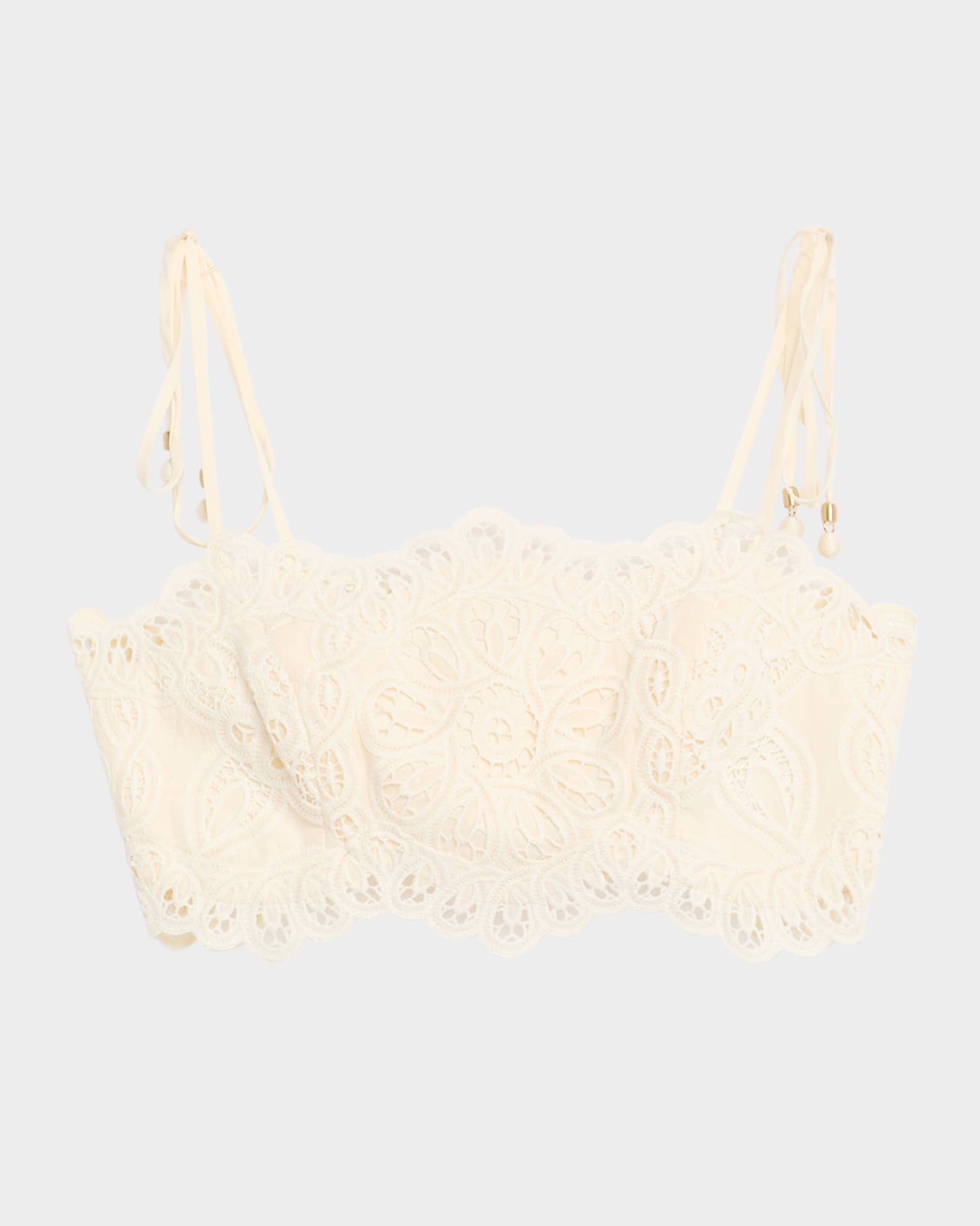 Tシャツ・カットソー ZIMMERMANN RHIANNON CROPPED TOP IN EMBROIDERED COTTON ZIMMERMANN Rhiannon Crop Top | Black | FARFETCH