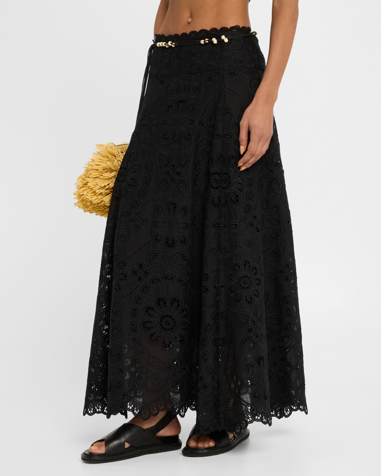 Zimmermann Rhiannon Embroidered Belted Skirt | Neiman Marcus