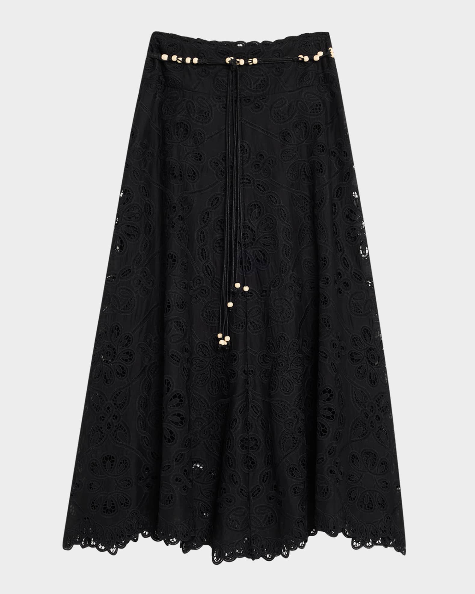 【Zimmermann】Rhiannon linen midi skirt Zimmermann Rhiannon Embroidered Belted Skirt | Neiman Marcus