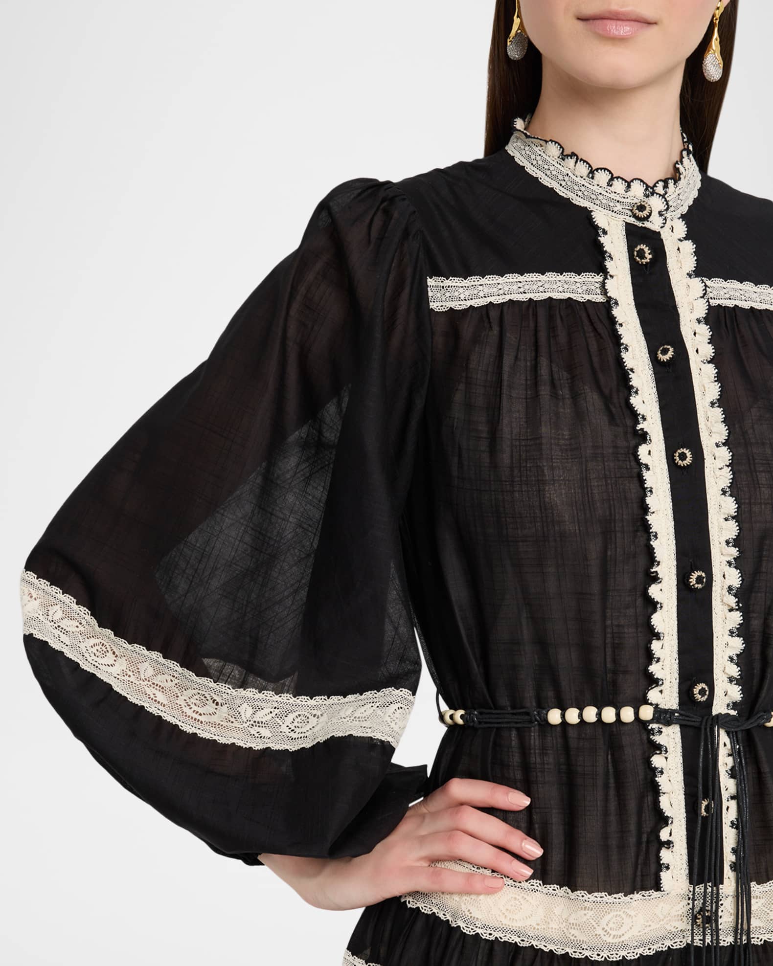 ワンピース Zimmermann RHIANNON LACE BILLOW DRESS (3227DSS251 BLACK) Rhiannon Lace Billow Dress Black/Cream Online | Zimmermann