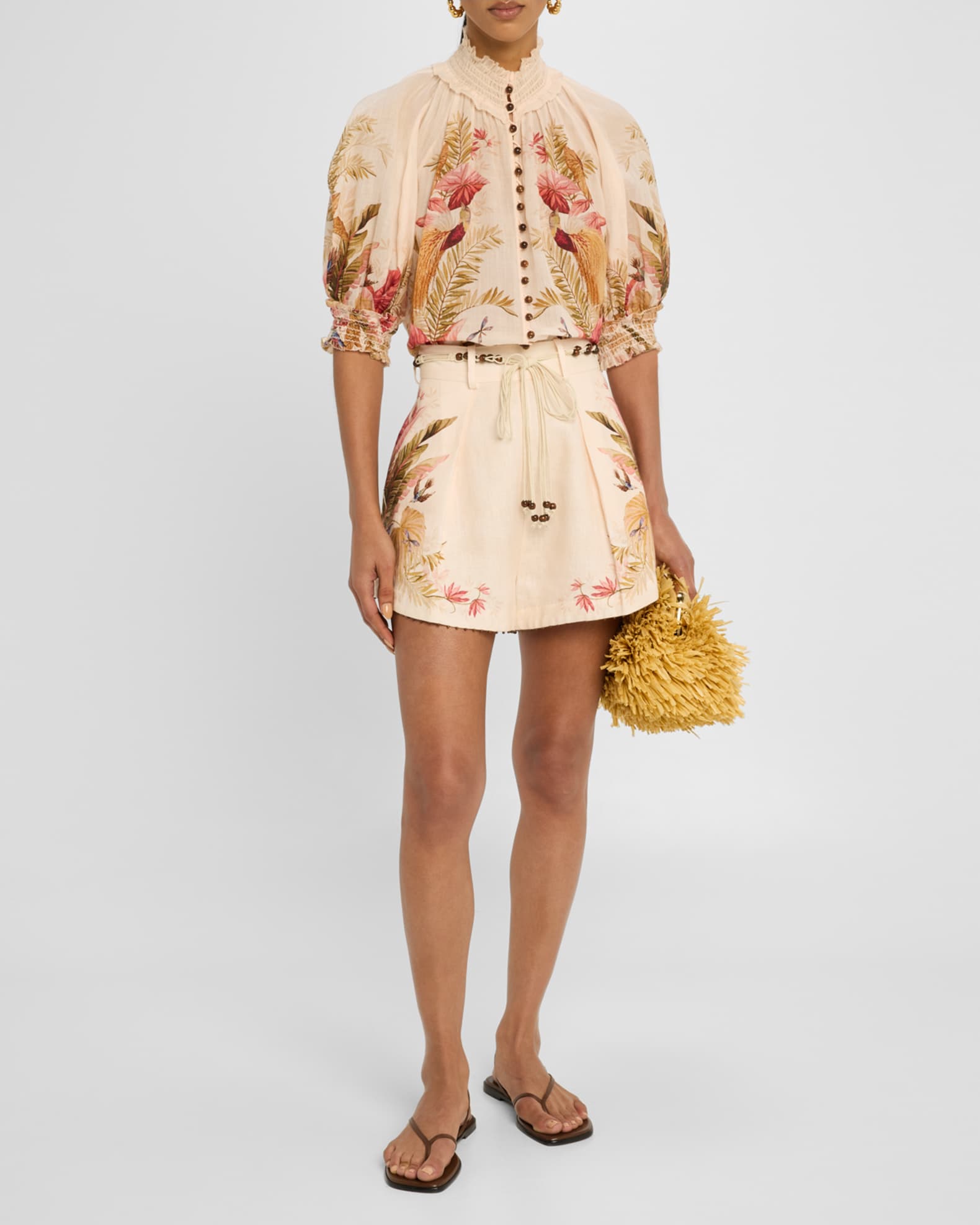 Zimmermann Ascension Tuck Shorts | Neiman Marcus