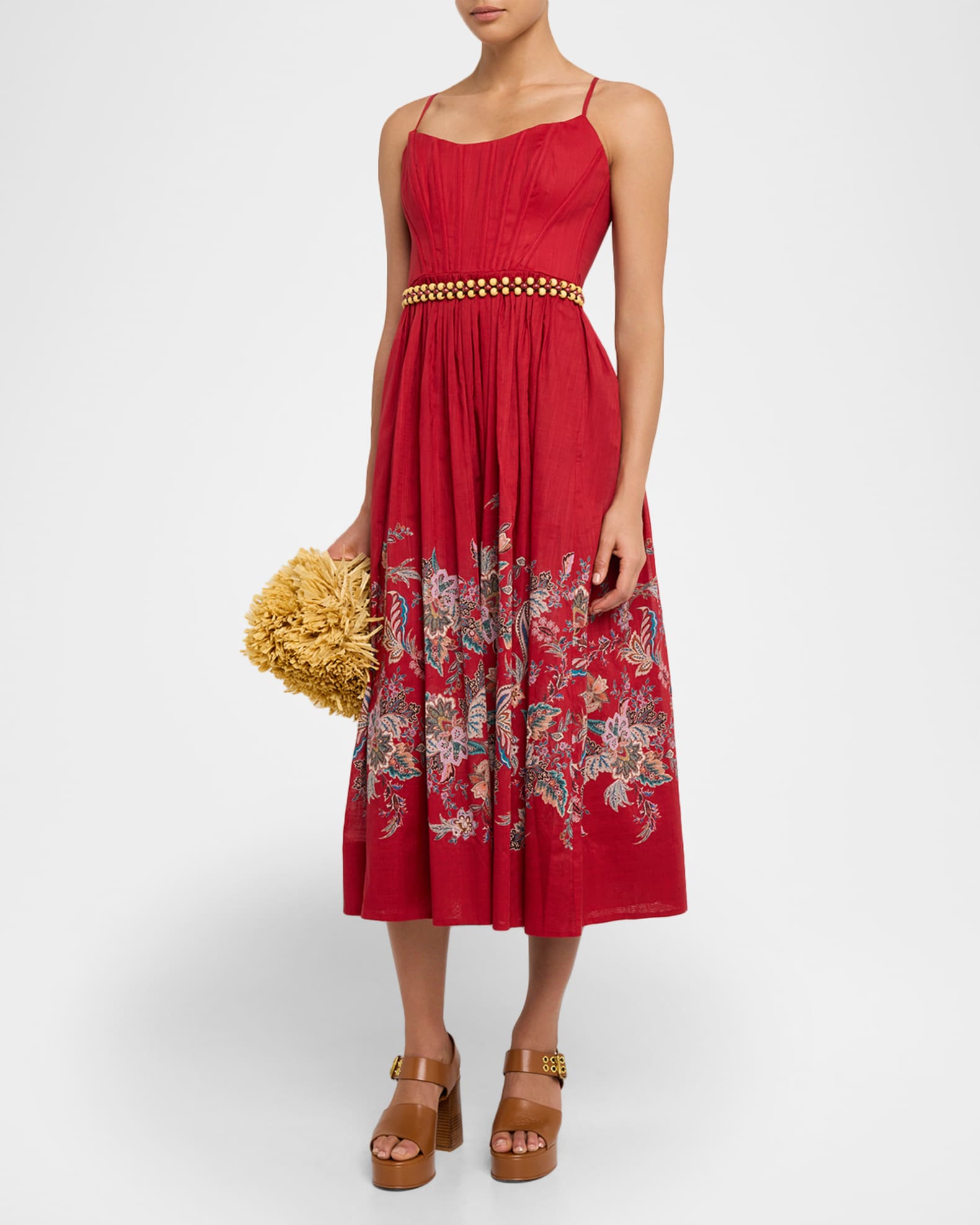 VIP【関税送料無料】希少 Zimmermann Rhiannon Midi Dress Zimmermann Rhiannon Belted Corset Midi Dress | Neiman Marcus