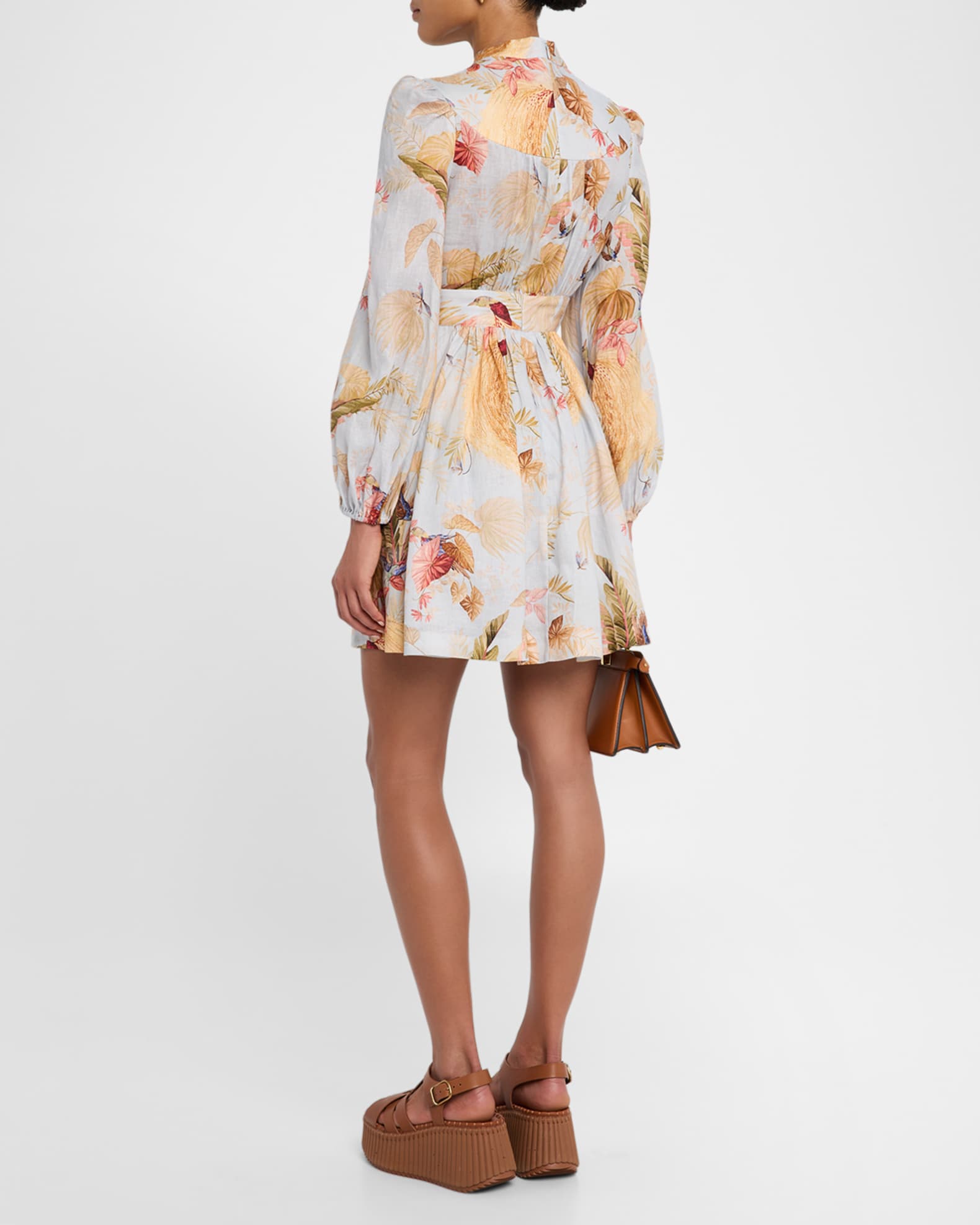 ワンピース ZIMMERMANN ASCENSION PLUNGE SHORT LINEN DRESS Zimmermann Ascension Plunge Mini Dress | Neiman Marcus
