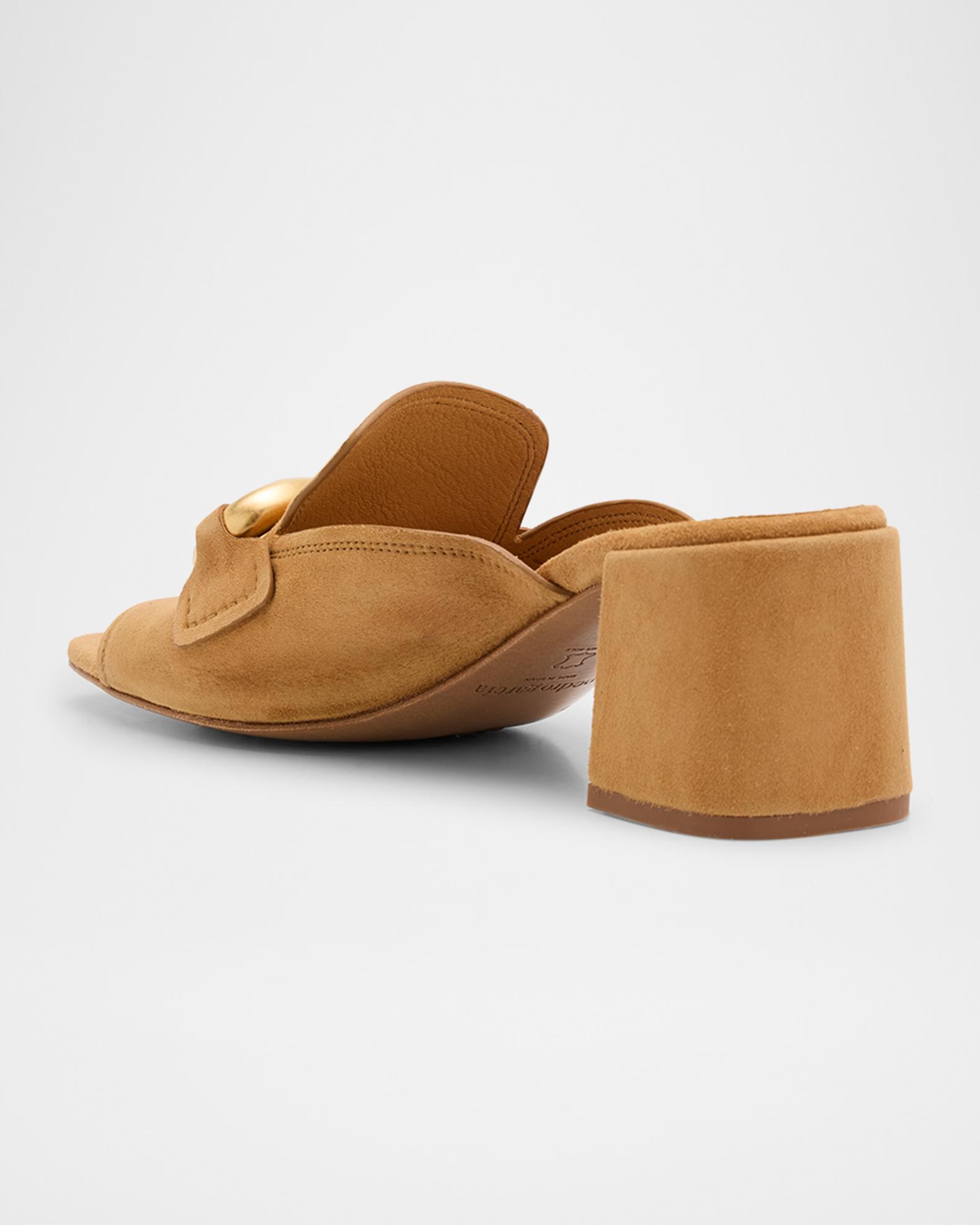 Pedro Garcia Wendy Mule Sandal in Natural Burlap-Golden
