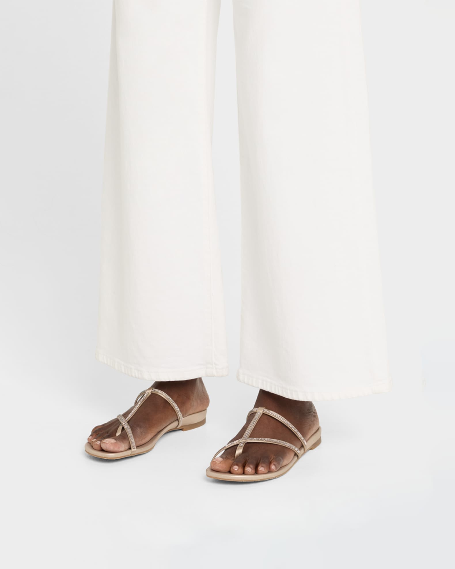 Belisa Crystal-Embellished Flat Thong Sandals 1