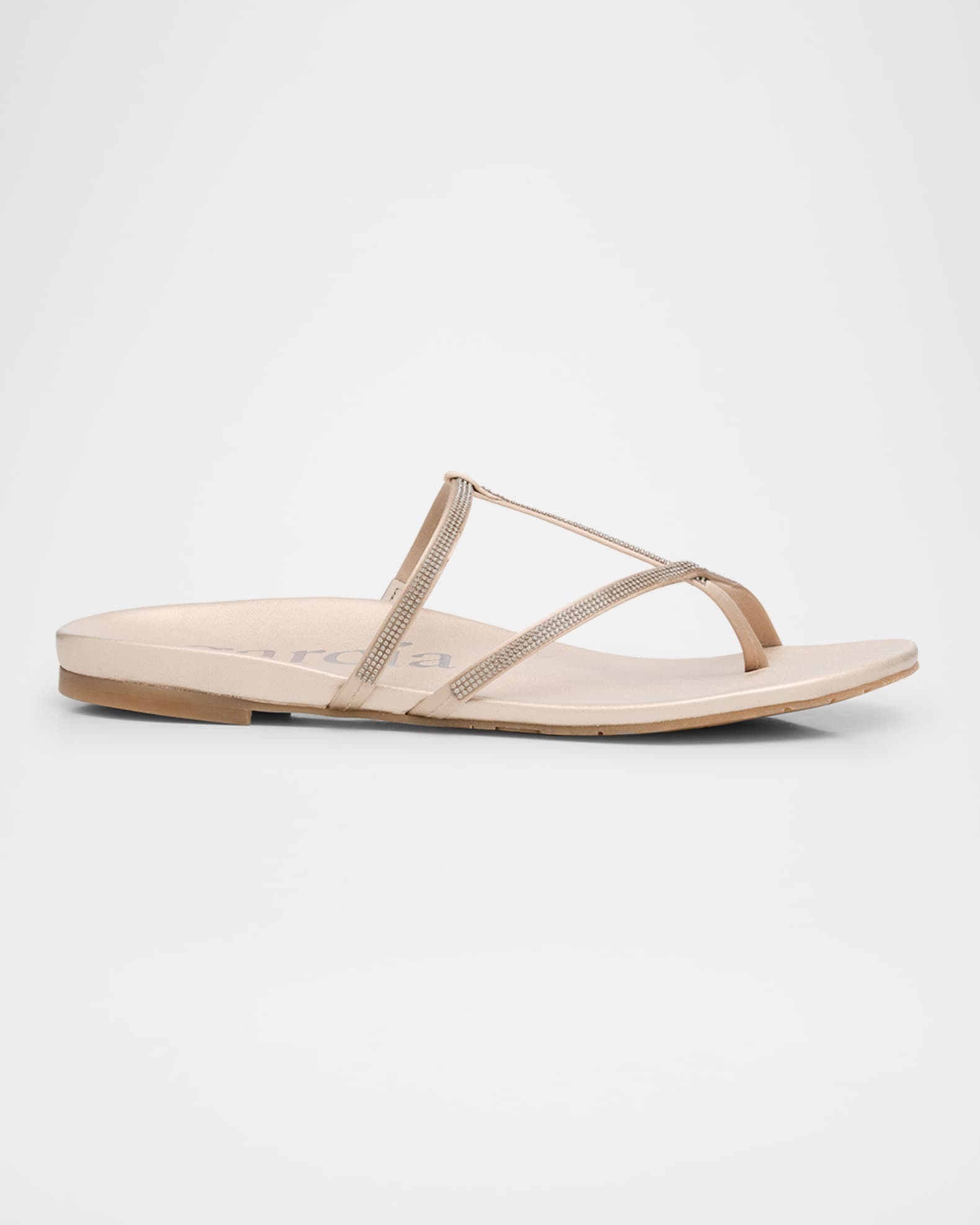 Belisa Crystal-Embellished Flat Thong Sandals 0