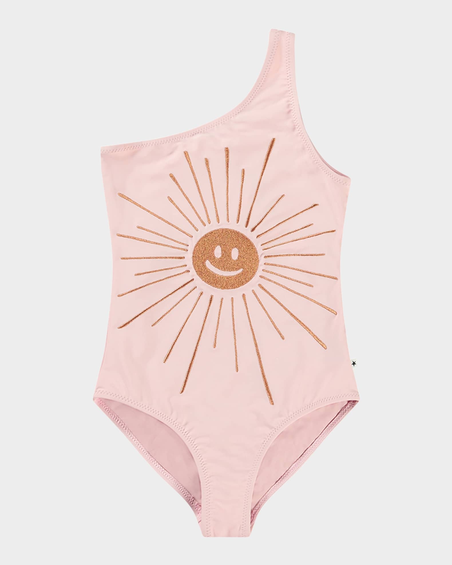 Girl's Nai Happy Face One Shoulder Swimsuit, Size 8-12 0