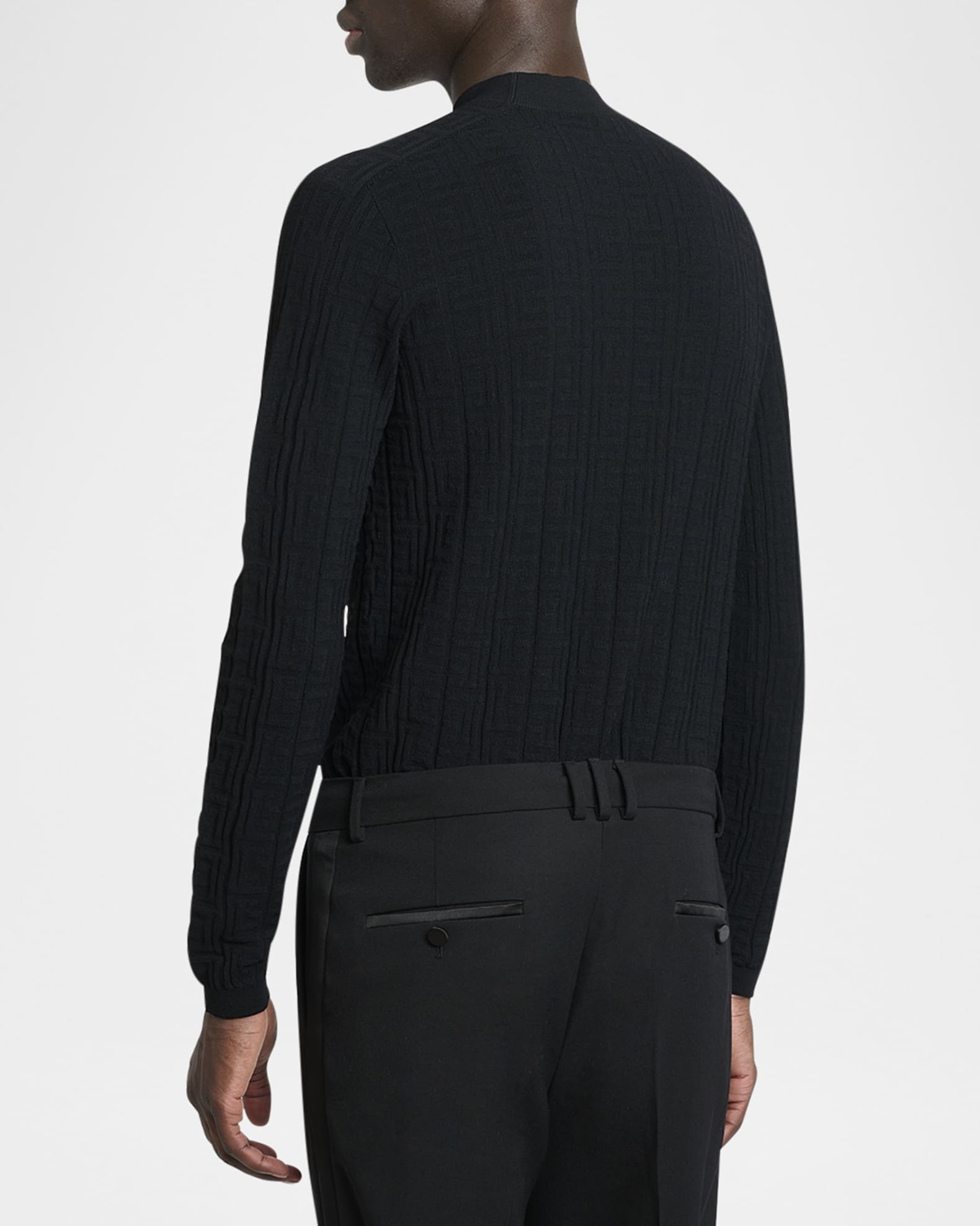 【送料&関税込】Balmain Monogrammed Jacquard Knit Sweater Balmain Men's Monogram Knit Mock Neck Sweater | Neiman Marcus
